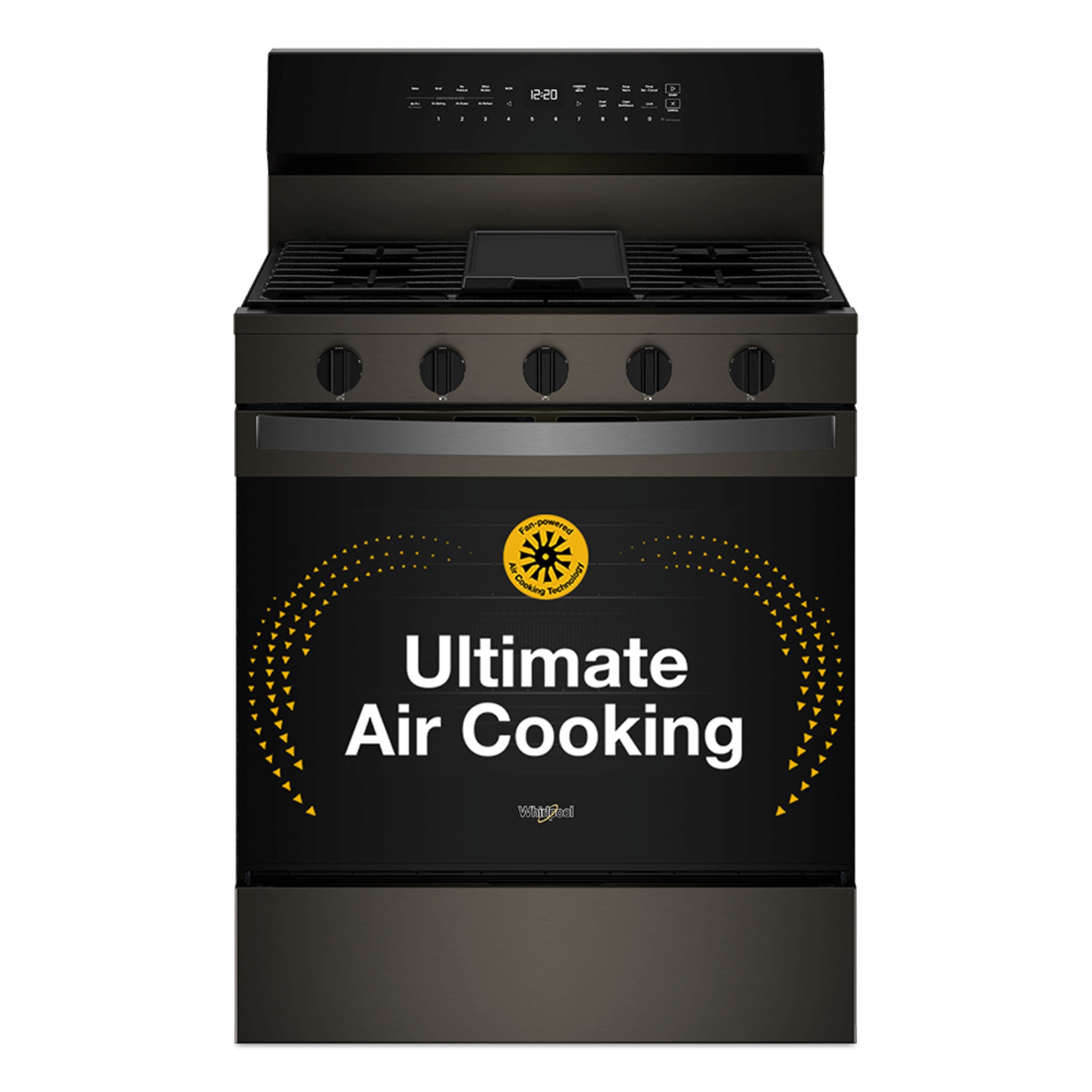 Whirlpool - 5.0 Cu. Ft. Freestanding Gas Range with Air Cooking Technology - Black-on-Stainless - Front_Zoom