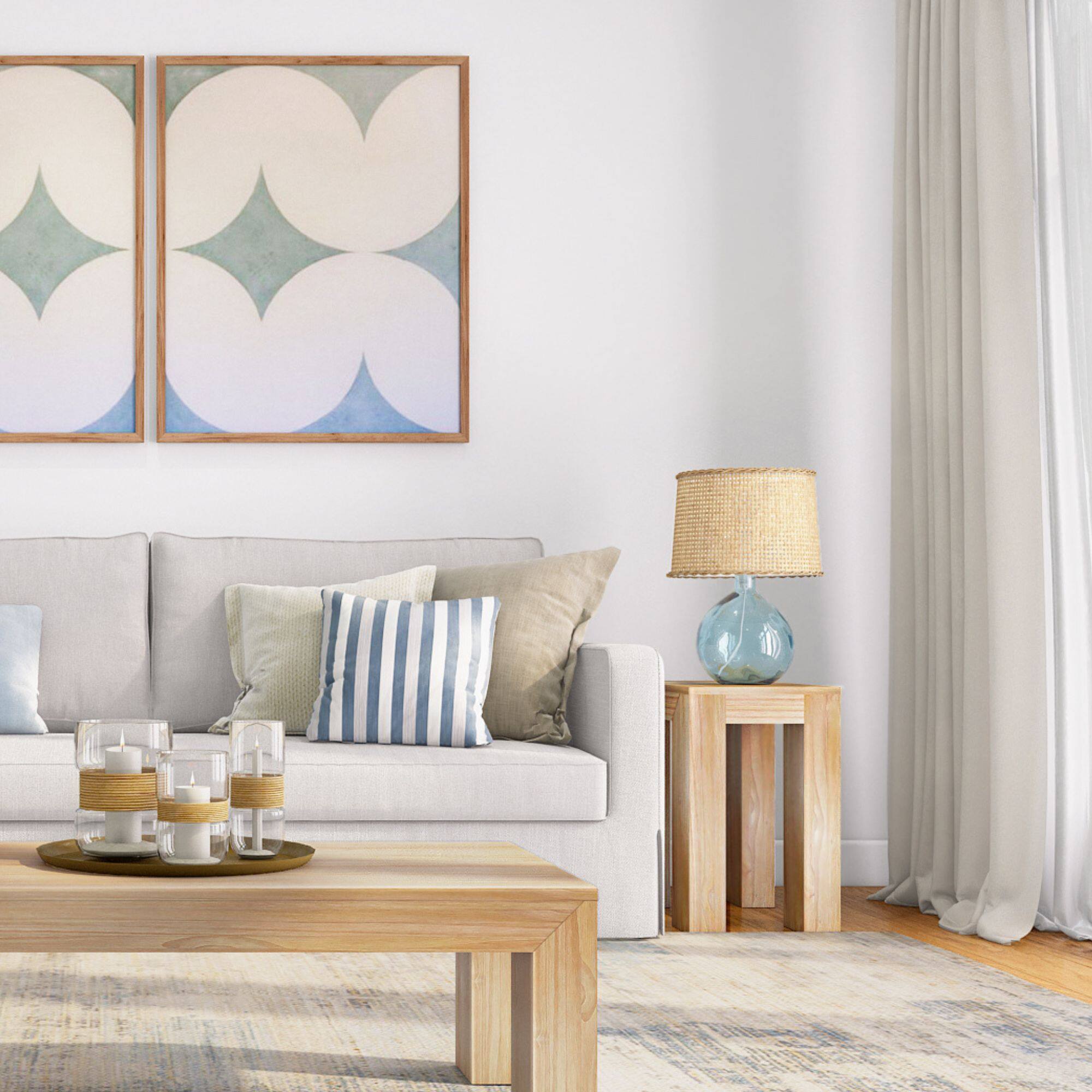 Alt View 4. Plank+Beam - Modern Rectangular Side Table (25in x 15in / 630mm x 375mm), Blonde Wirebrush - Blonde Wirebrush.