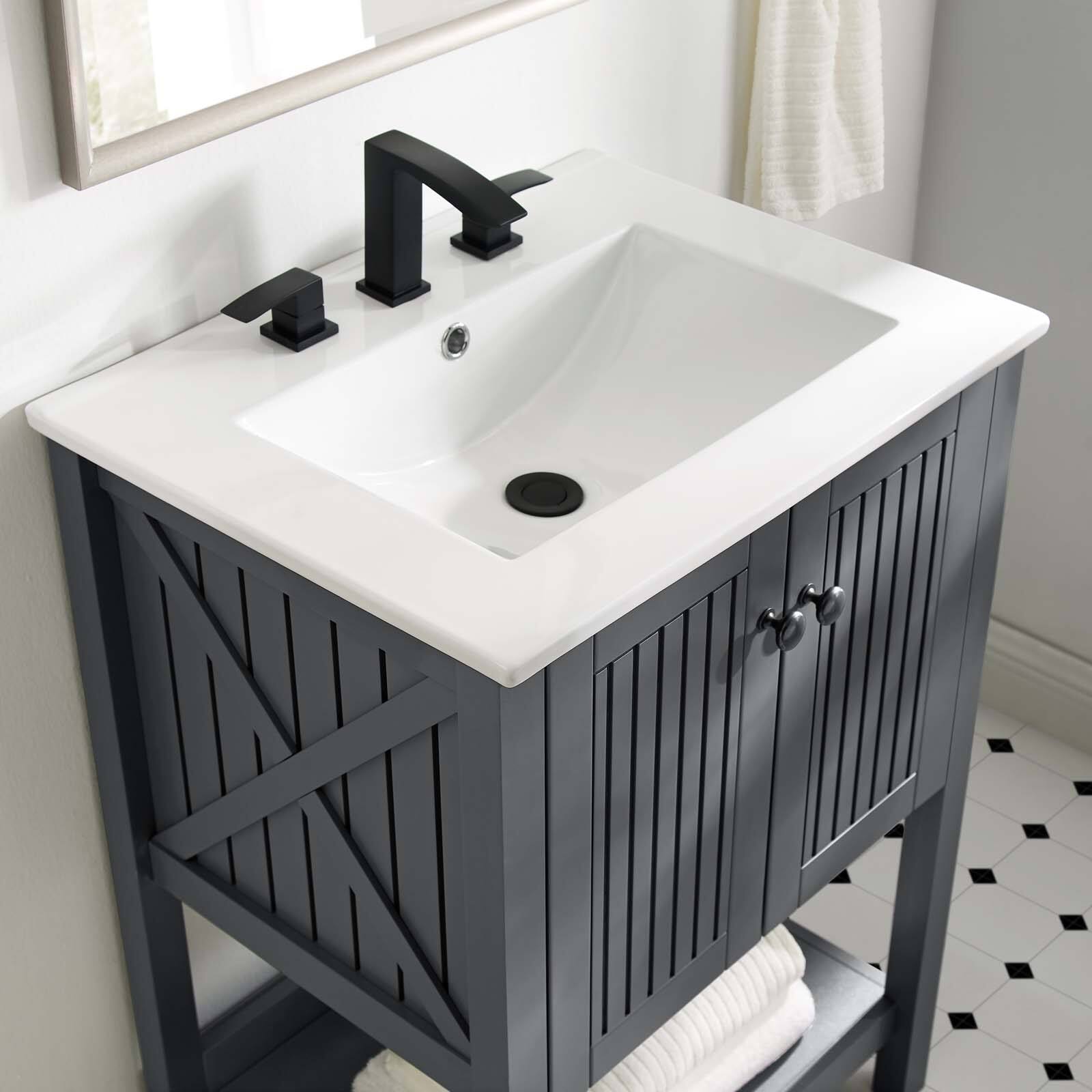 Left. Modway - Steam 23" Bathroom Vanity Cabinet (Sink Basin Not Included) by Modway - Gray.