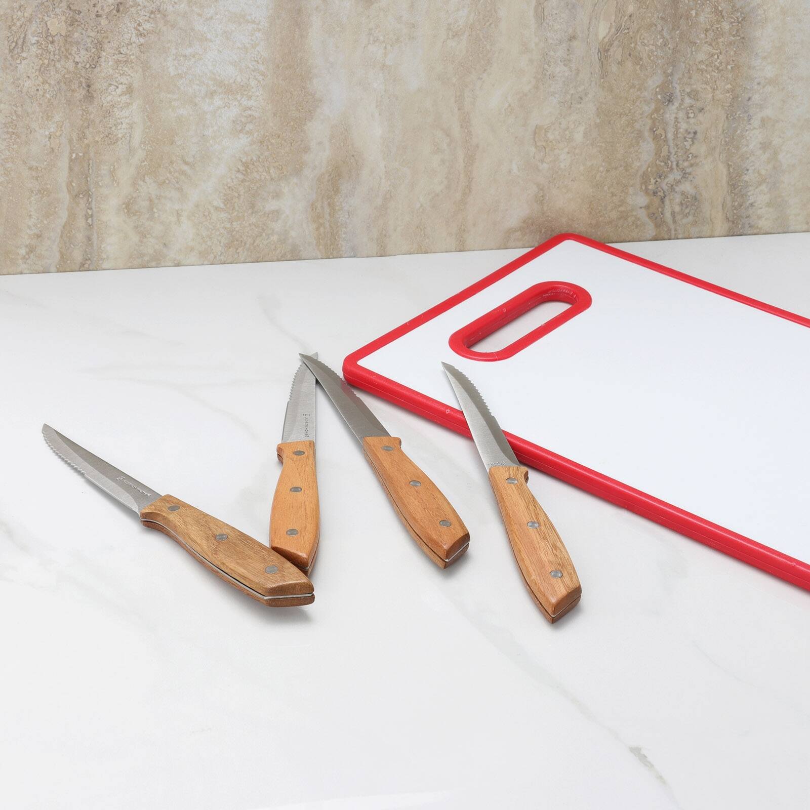 Alt View 6. Gibson - Gibson Home Seward 4 Piece Stainless Steel Steak Knife Cutlery Set with Wood Handles.