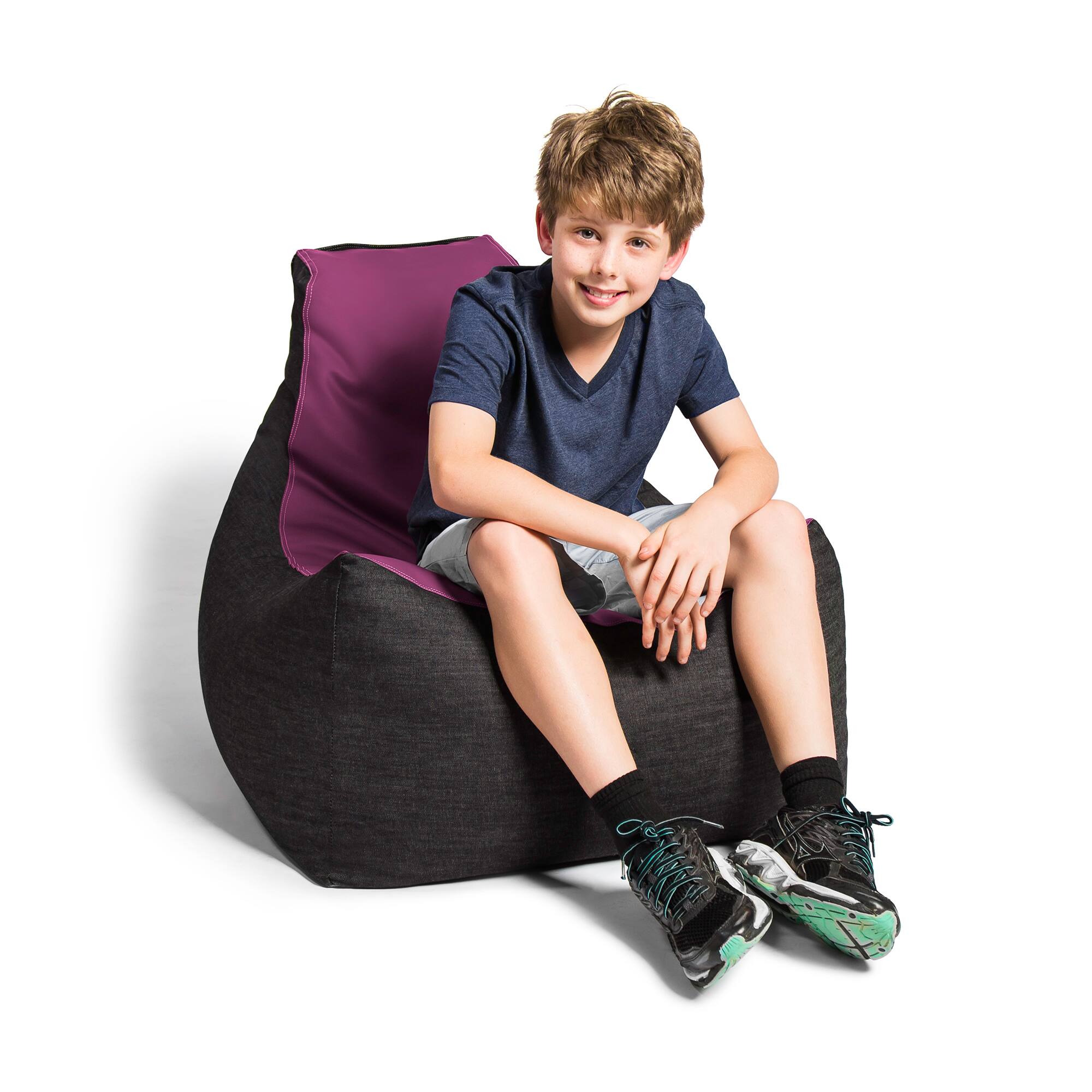 Left. Jaxx - Jaxx Pixel Gamer Chair - Game Room / Home Theater Bean Bag Chair, Purple - Purple.