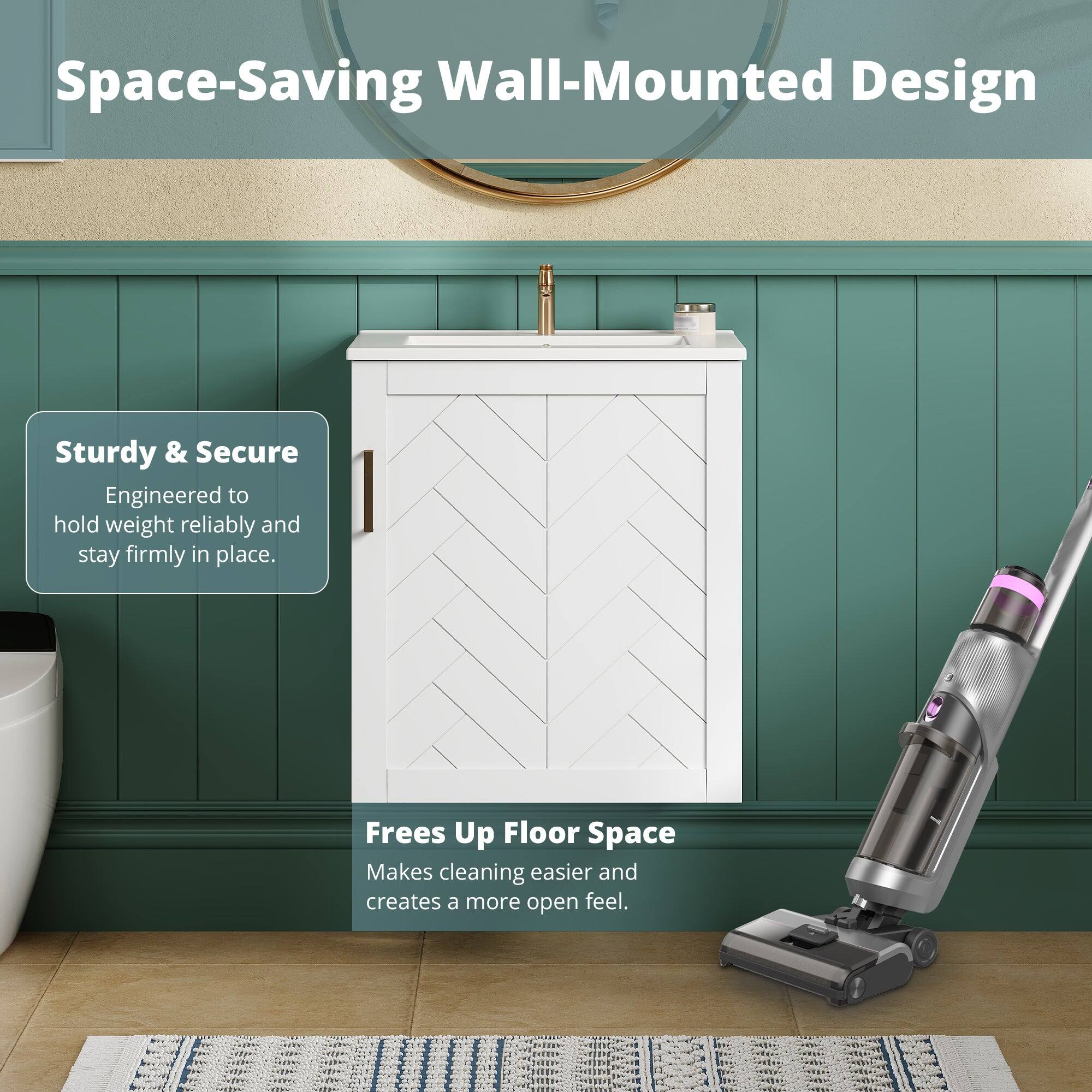 Space-Saving Wall-Mounted Design

Sturdy & Secure
Engineered to hold weight reliably and stay firmly in place.

Frees Up Floor Space
Makes cleaning easier and creates a more open feel.