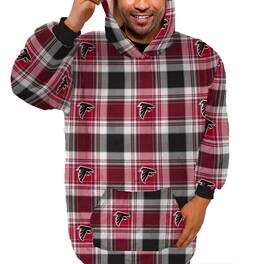 Pegasus - Atlanta Falcons Plaid Logo Box Bloncho with Sherpa Inside - Multicolor