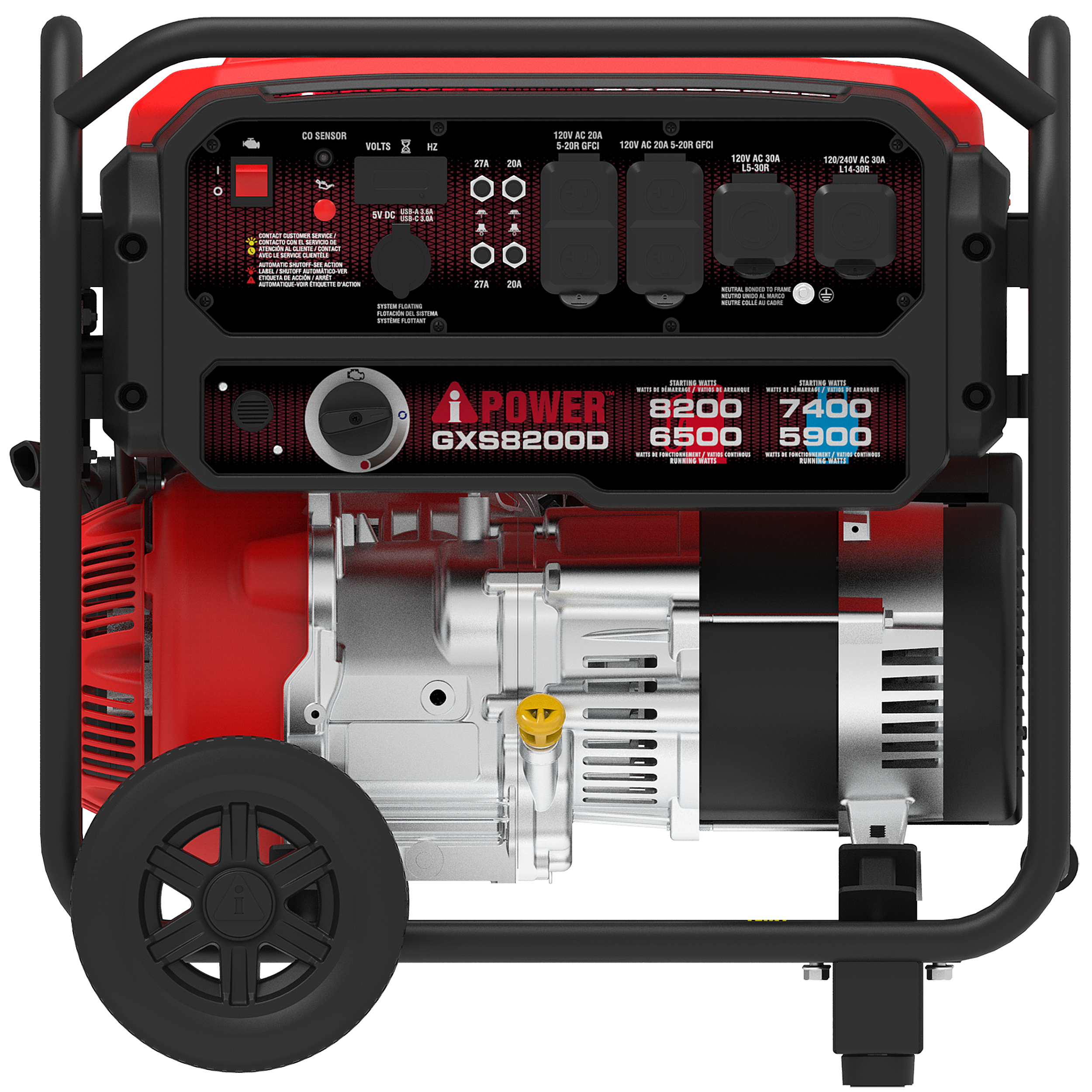 I 8 SENSON VOLTS DO 2 AIS 28 1200 AC T0 S-20 arC 1 AC 204 S-2O8 SFC 2D NC JO L5-30R 128/2N0V NC J0A 14-202 w. ... W DE MCIO i - - - C - - CINO -. 2 o -E - Cadi -  - -- I - - - -  I O - FTO ..  - no - - F Pdn 21 TA - - - - - - - -AAS -  - - F .. E ... - - - -.. . noo - - POWER 8200 7400 GXS8200D 6500 5900 -  - - - - - - ... ROR I ...

CO SENSOR  
VOLTS  
HZ  
27A  
20A  

120V AC 20A  
5-20R GFCI  

120V AC 20A  
5-20R GFCI  

120V AC 