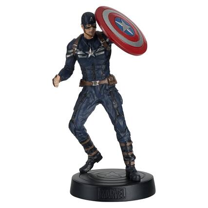 Front. Marvel - Eaglemoss Marvel Movie Collection 1:16 Figurine | Captain America - Black.