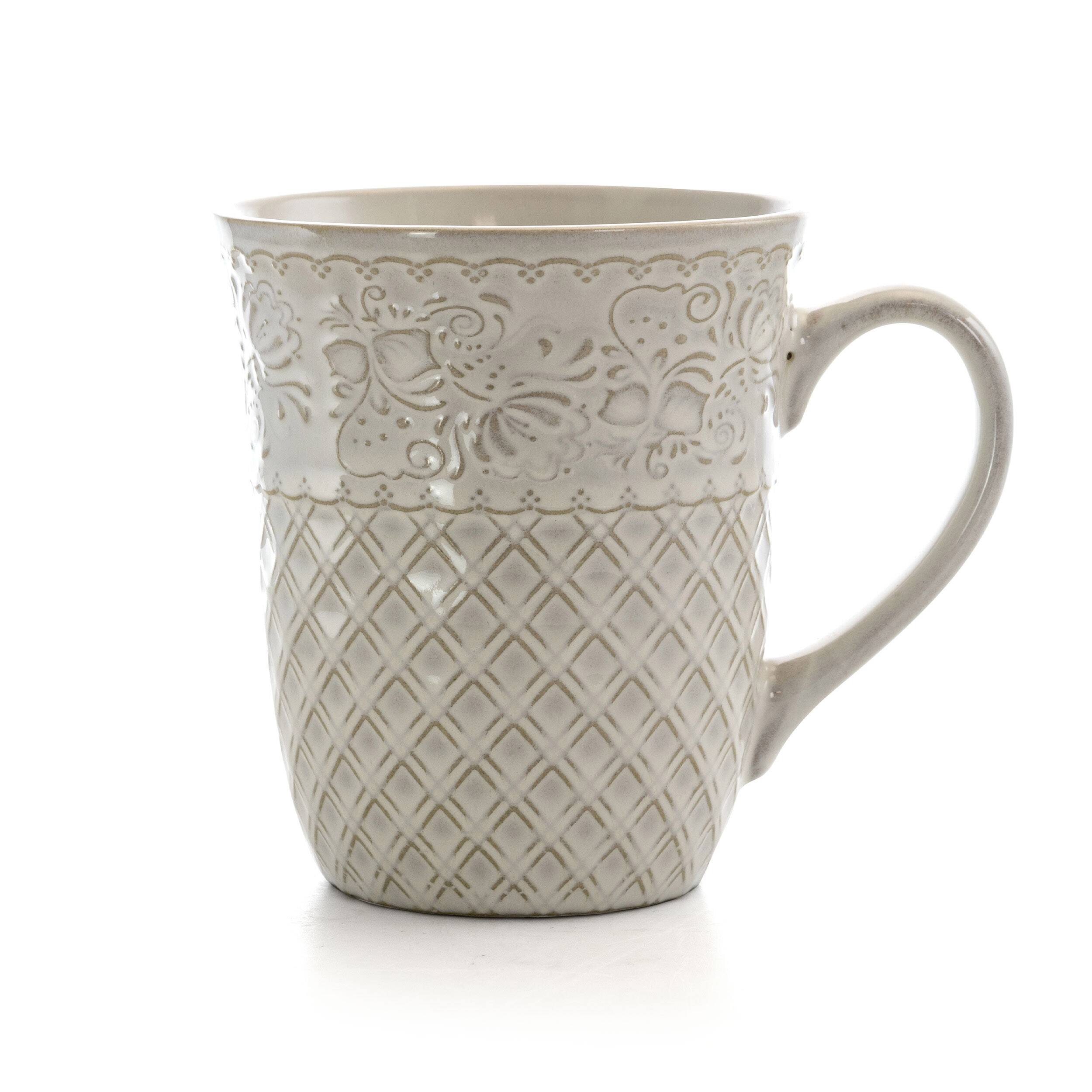 Alt View 6. Elama - Elama Ivory Lotus 16 Piece Square Dinnerware Set - Ivory.