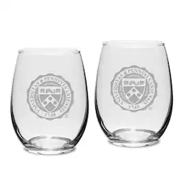 Jardine - Pennsylvania Quakers 2-Piece 15oz. Stemless Wine Glass Set - Multicolor