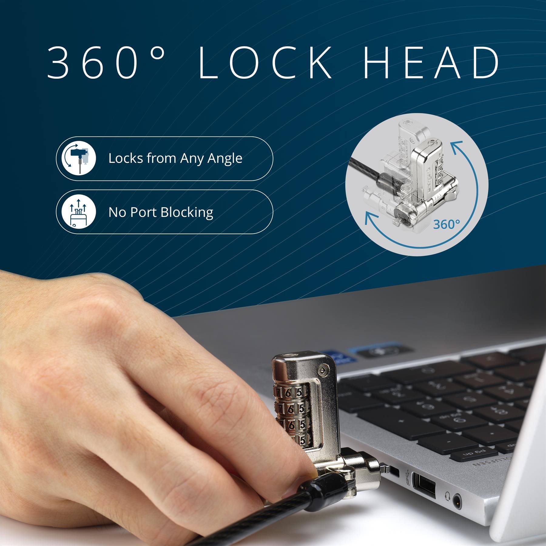 360° LOCK HEAD  
Locks from Any Angle  
No Port Blocking