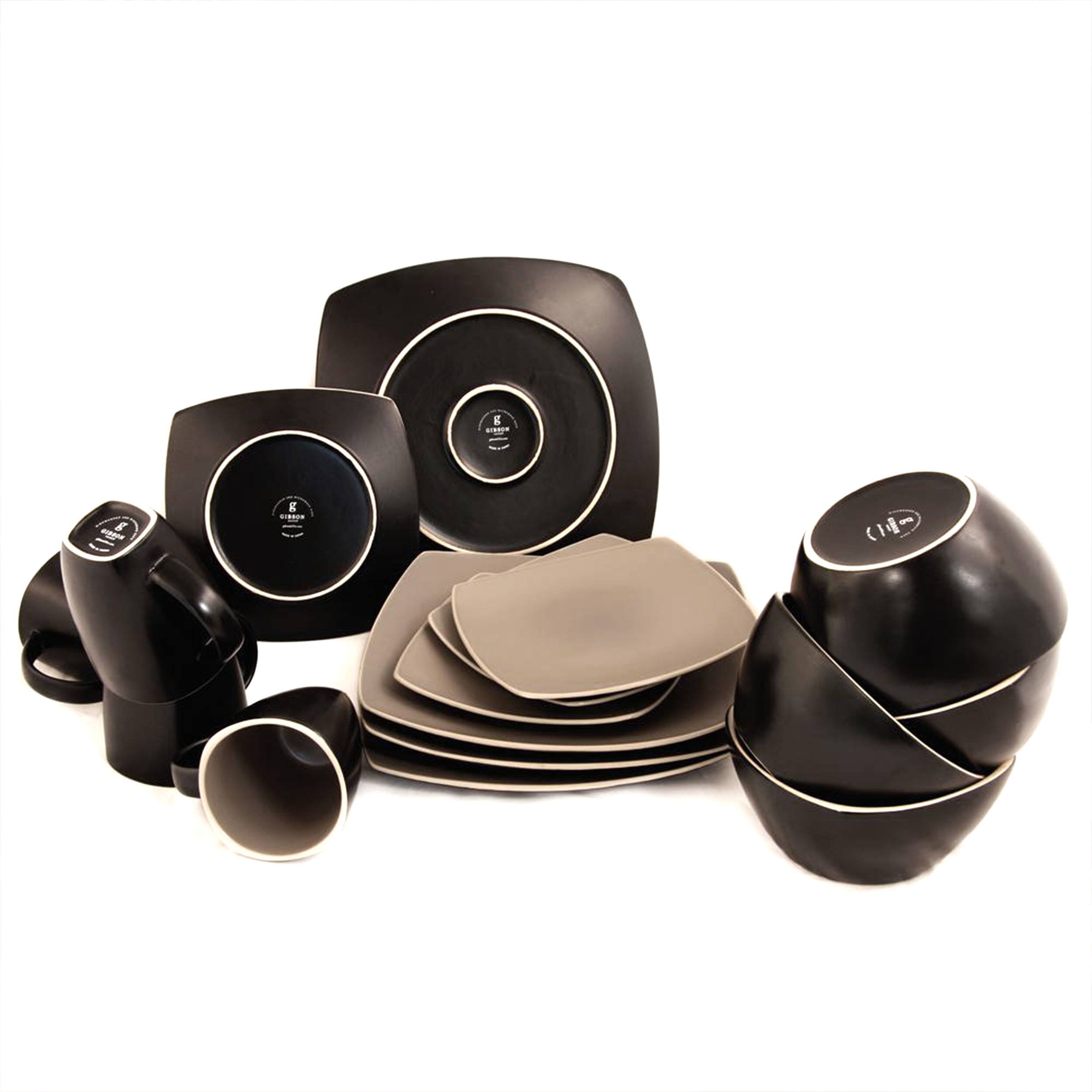 Alt View 1. Gibson - Gibson Soho Lounge Matte 16-Piece Dinnerware Set, Taupe - Taupe.