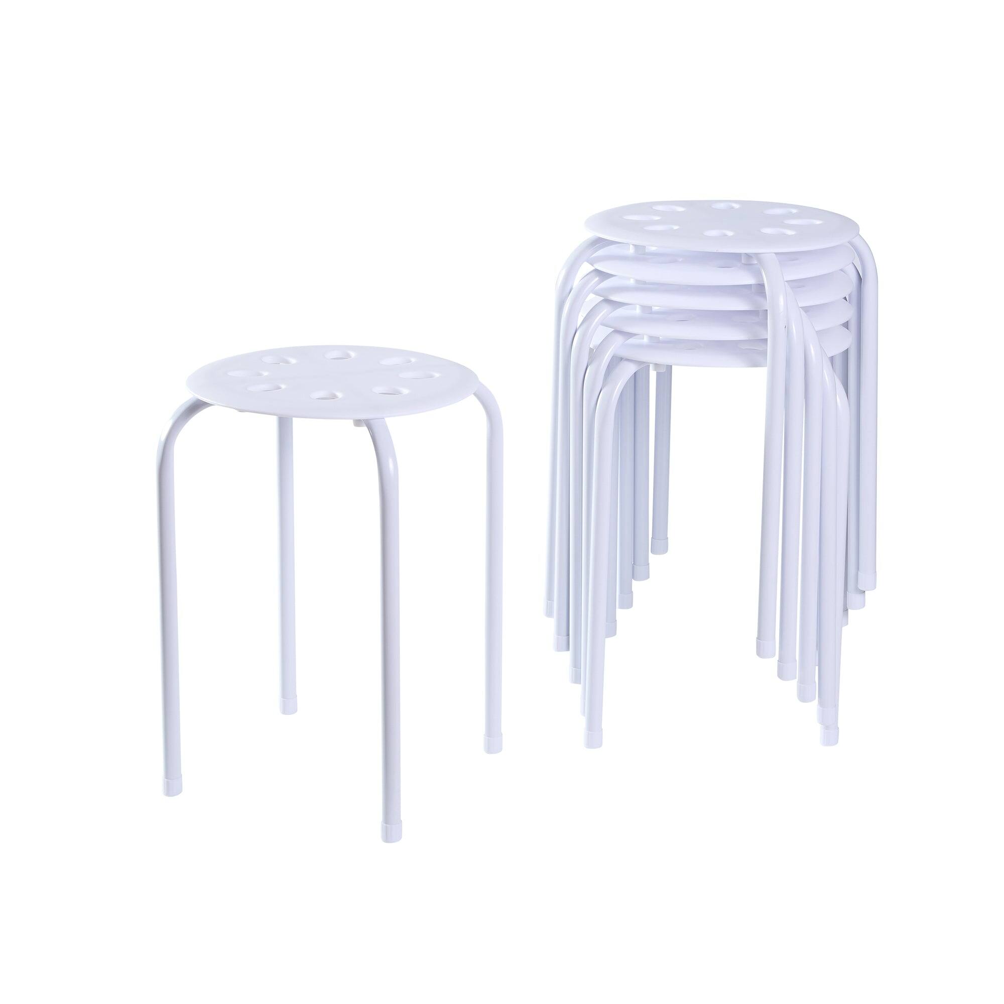 Front. Vecelo - 6Pcs Commercial Stackable Stools - 265 lb Weight Capacity, Multi-Color Lightweight Stools for Classroom/Office - White.