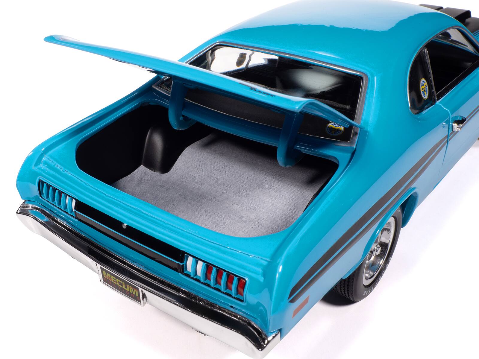 Alt View 1. Autoworld - 1972 Dodge Demon GSS "Mecum Auctions" Petty Blue with Black Stripes "American Muscle" Series 1/18 - Blue and Black.
