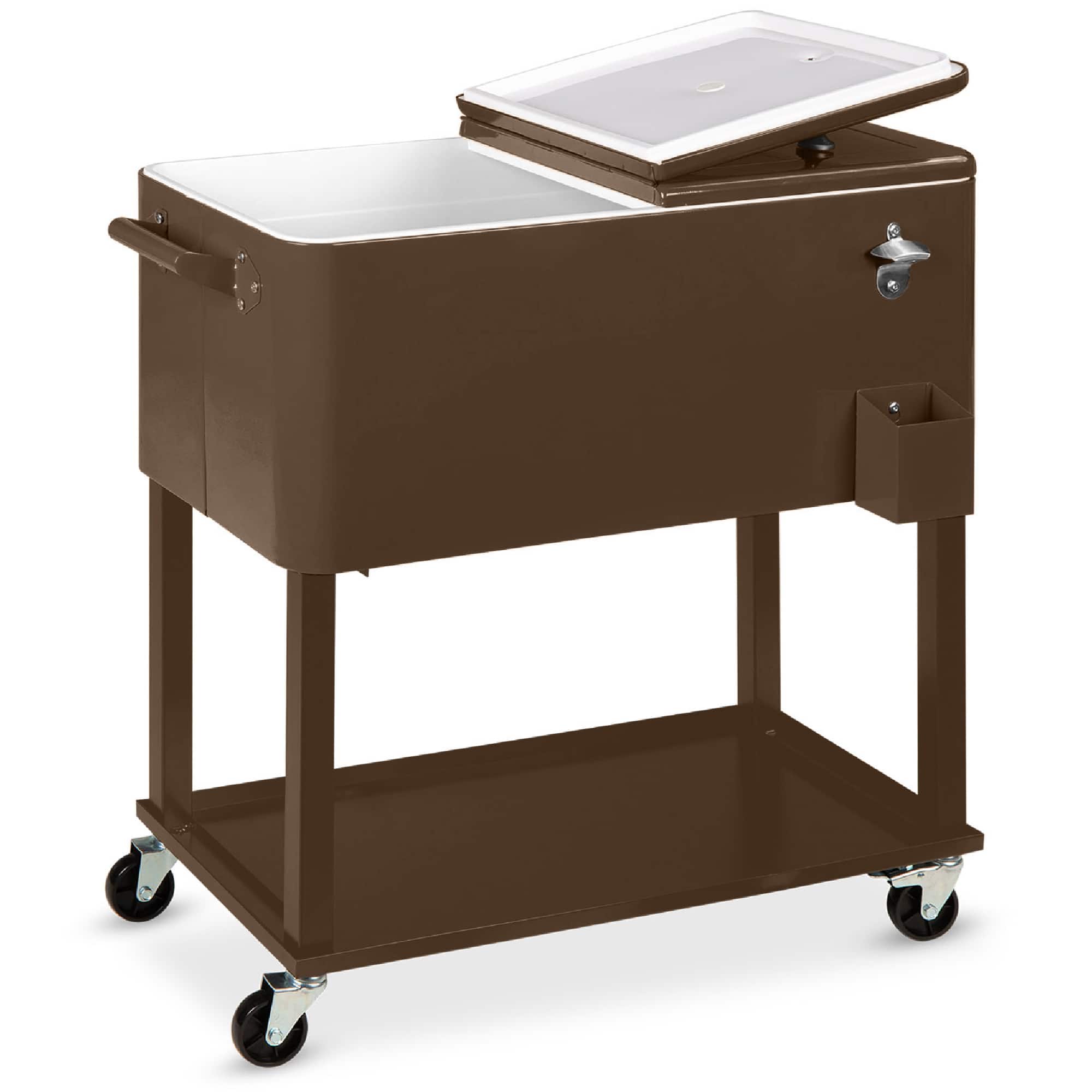 Front. Best Choice Products - Best Choice Products 80qt Steel Rolling Cooler Cart w/ Bottle Opener, Catch Tray, Drain Plug, Locking Wheels - Brown - Brown.