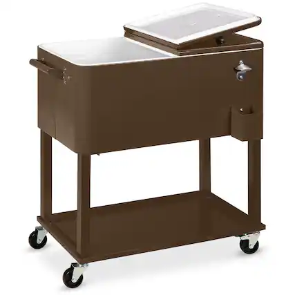 Front. Best Choice Products - Best Choice Products 80qt Steel Rolling Cooler Cart w/ Bottle Opener, Catch Tray, Drain Plug, Locking Wheels - Brown - Brown.