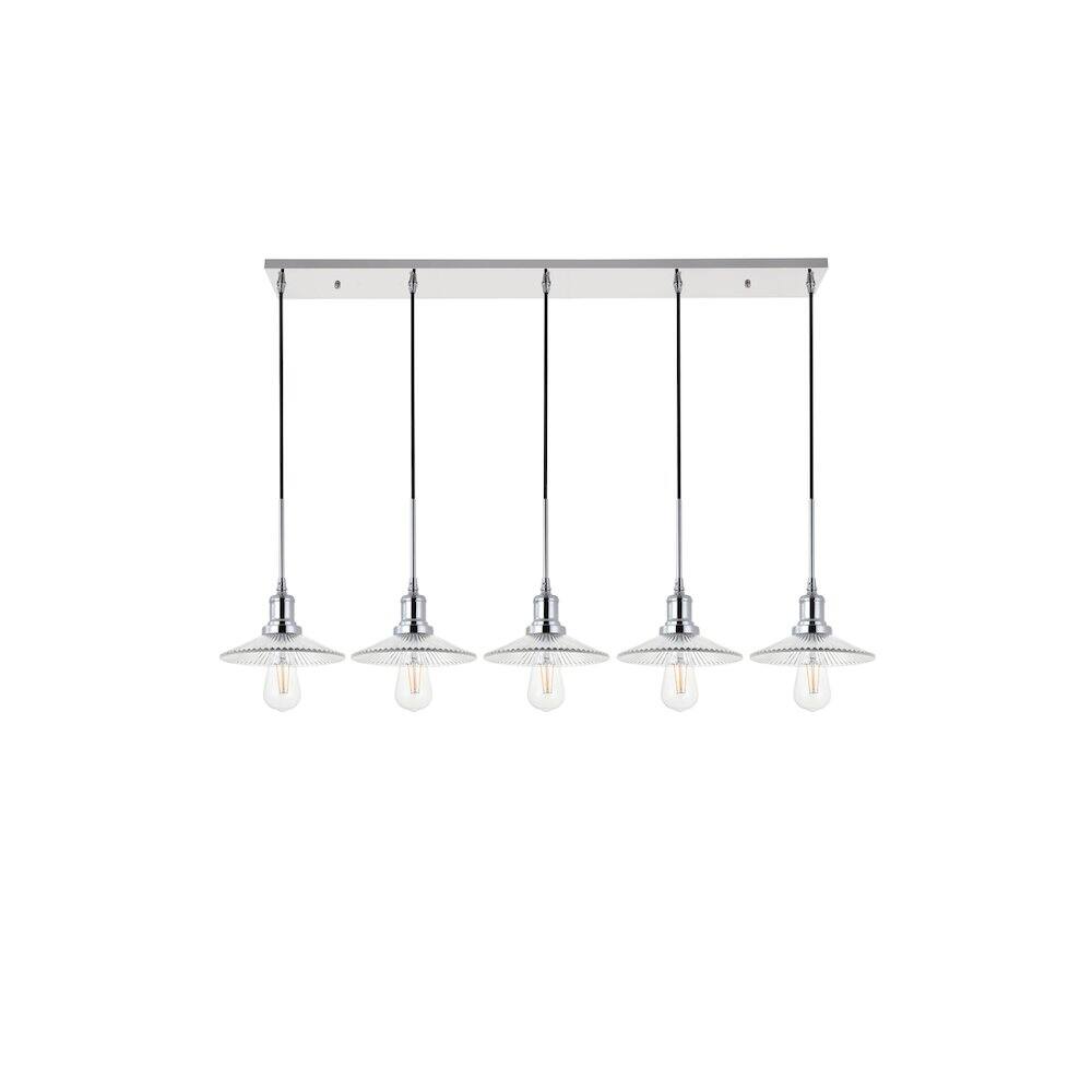 Alt View 6. Living District - Waltz 5 Light Chrome Pendant - Chrome And Clear.