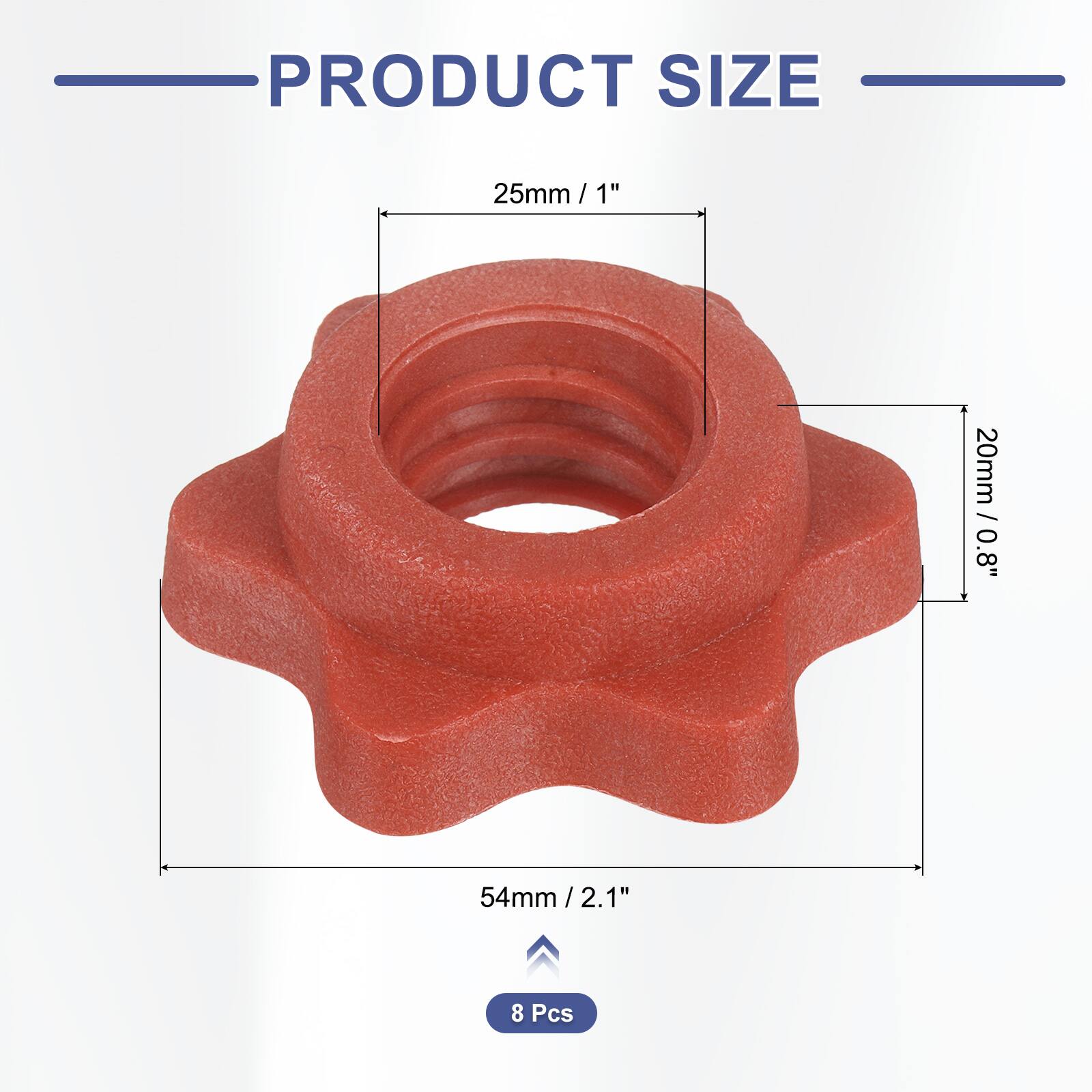 PRODUCT SIZE  
25mm / 1"  
20mm / 0.8"  
54mm / 2.1"  
8 Pcs