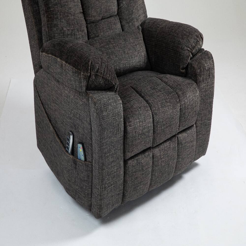 Alt View 1. Ropilly - Ropilly Oversized Electric Lift Chair, Lay Flat Recliner with Heat and Massage, 400 lbs Capacity, Dark Brown - Dark Brown.
