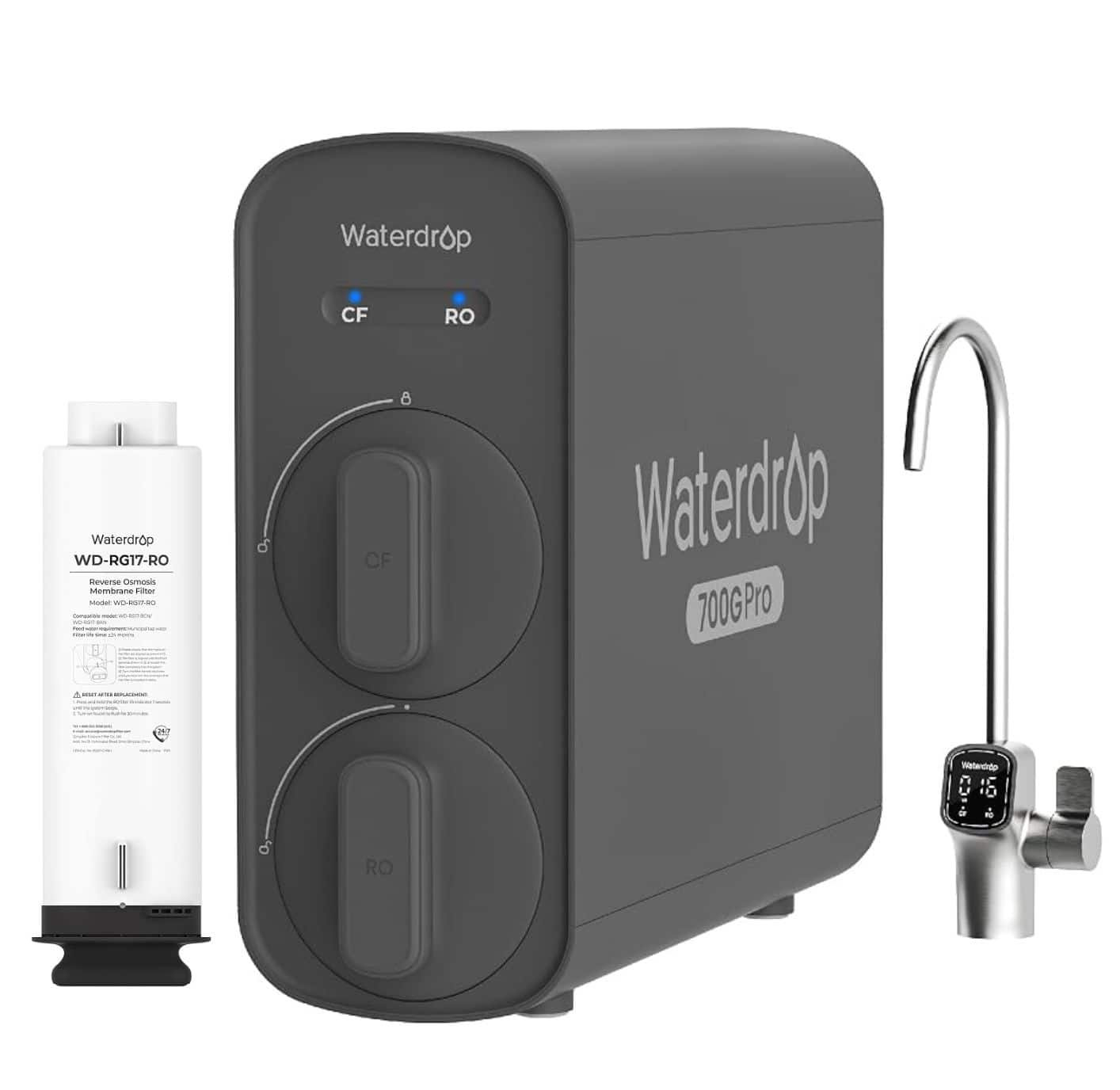 Waterdrop - G5P700-Pro Dual Flow Reverse Osmosis System, NSF/ANSI 58 & 372 Certified Extra RG17-RO Filter - Black price history on PriceWatchPro