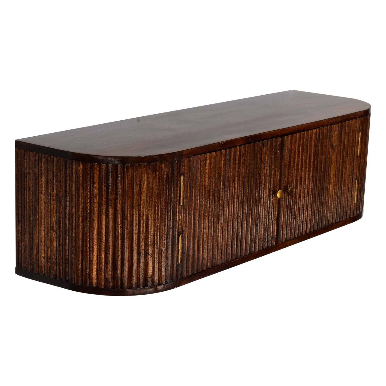Alt View 3. Artisan Furniture - Artisan Furniture Solid Wood Chunky Chestnut Wall Mounted Console, 2 Doors, Dark Brown - Dark Brown.