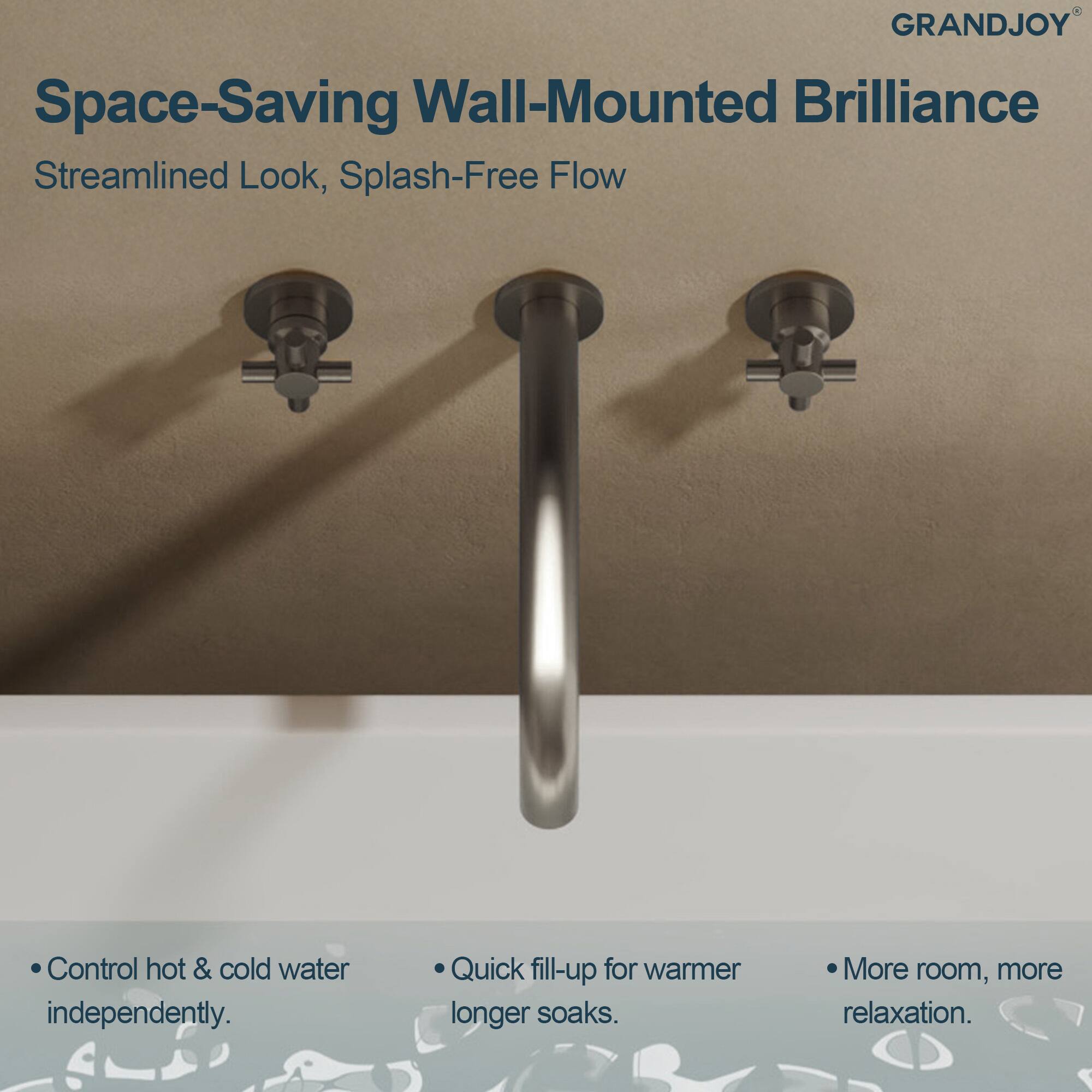 GRANDJOY Space-Saving Wall-Mounted Brilliance  
Streamlined Look, Splash-Free Flow  

- Control hot & cold water independently.  
- Quick fill-up for warmer longer soaks.  
- More room, more relaxation.