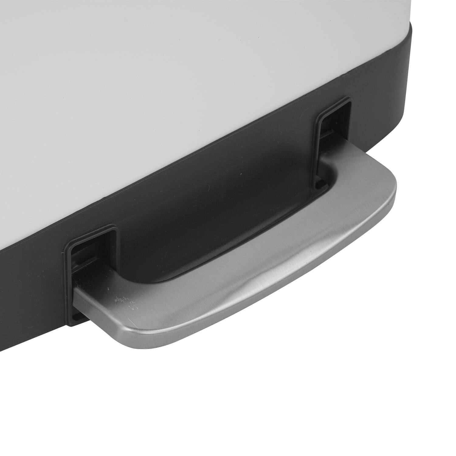 Back. Innovaze - 10.6 Gal./40 Liter Stainless Steel Rectangular Step-on Trash Can for Kitchen - White.