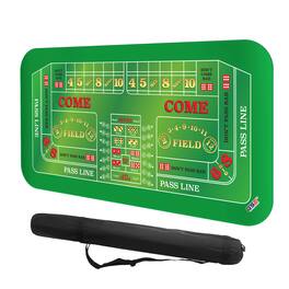 GSE Games & Sports Expert - 70" x 35" Double Dealer Craps Tabletop Layout Mat with Carrying Bag, Non-Slip Rubber Craps Mat