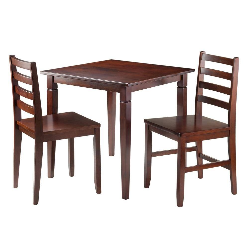 Left. FurniFact - Square Dining Set - Walnut.