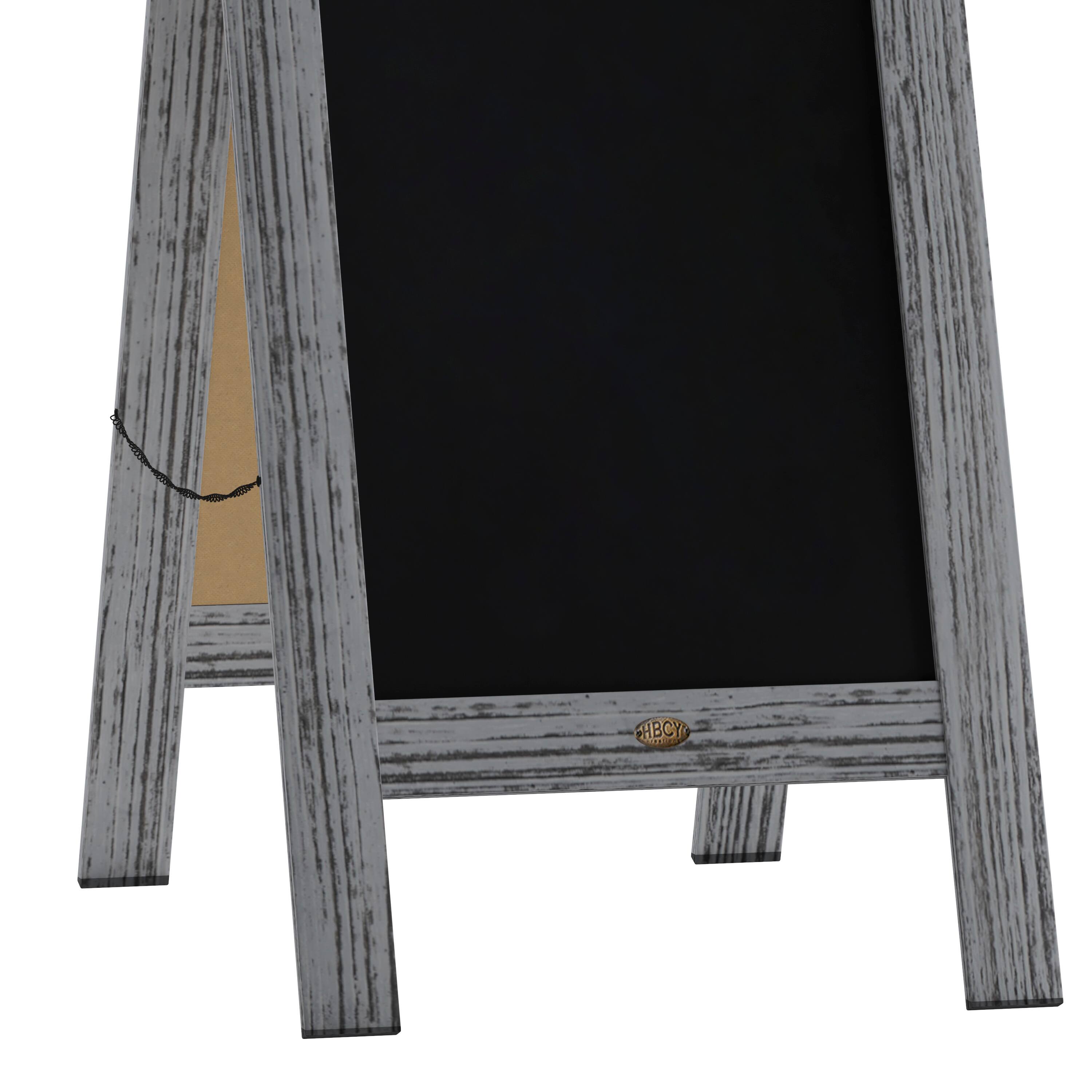 Alt View 10. Emma + Oliver - Rustic Double-Sided A-Frame Wooden Chalkboard with Magnetic Surface - Graywash.