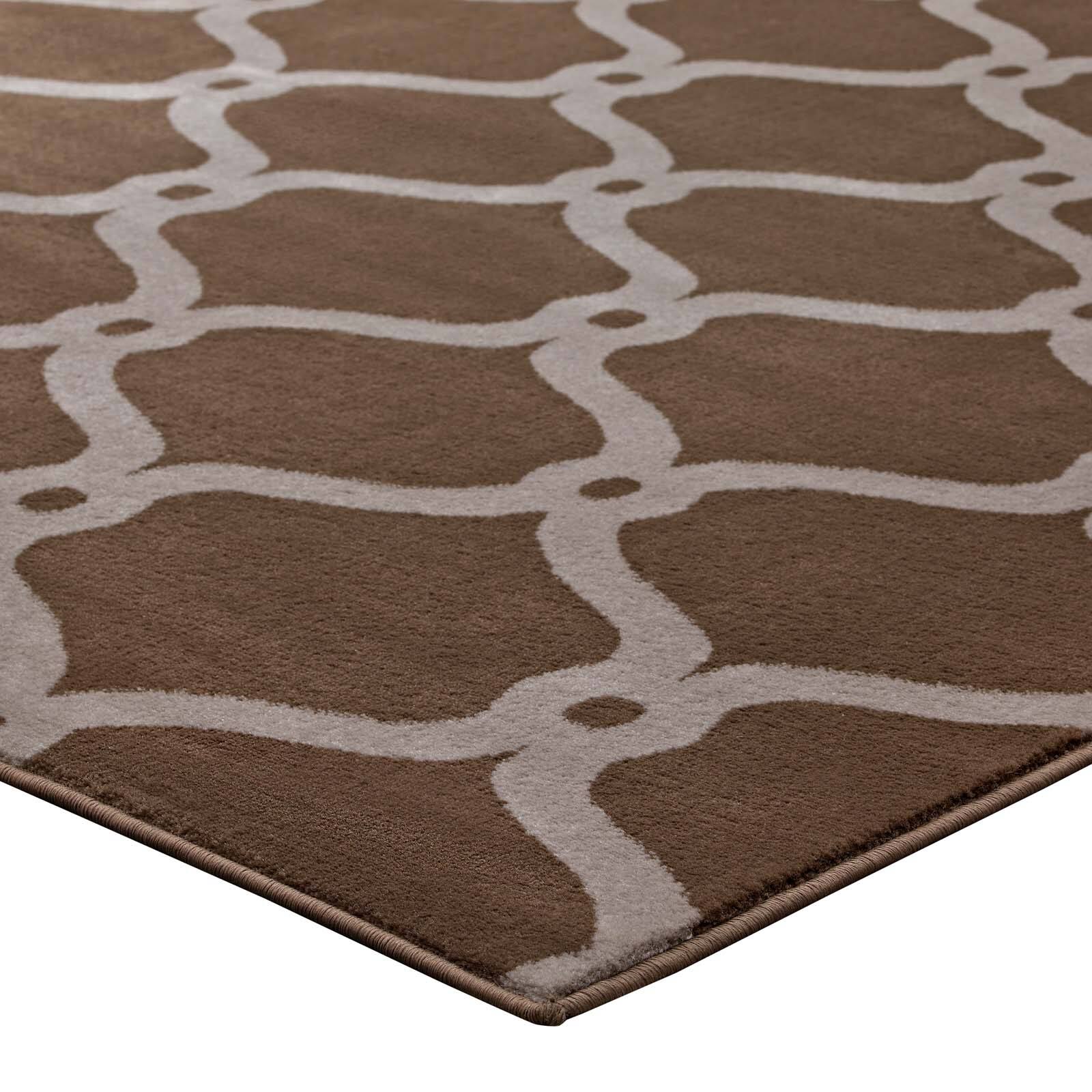 Alt View 2. Modway - Beltara Chain Link Transitional Trellis Area Rug - Dark Tan and Beige.