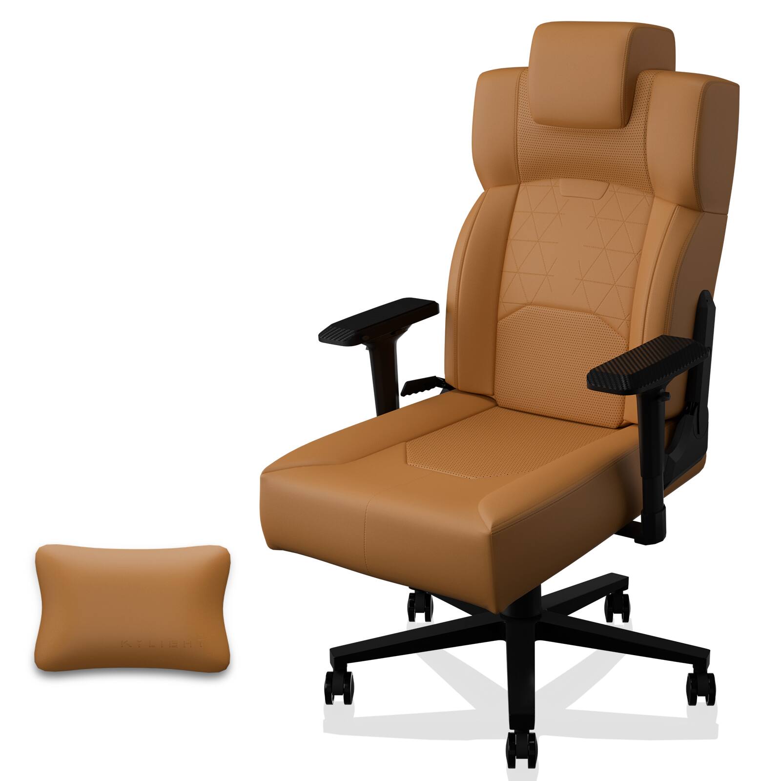 Front. APRILSOUL - Ergonomic Office Chair with Lumbar Support Flip Up Arms Headrest PU Leather Executive High Back Computer Chair - Yellow.