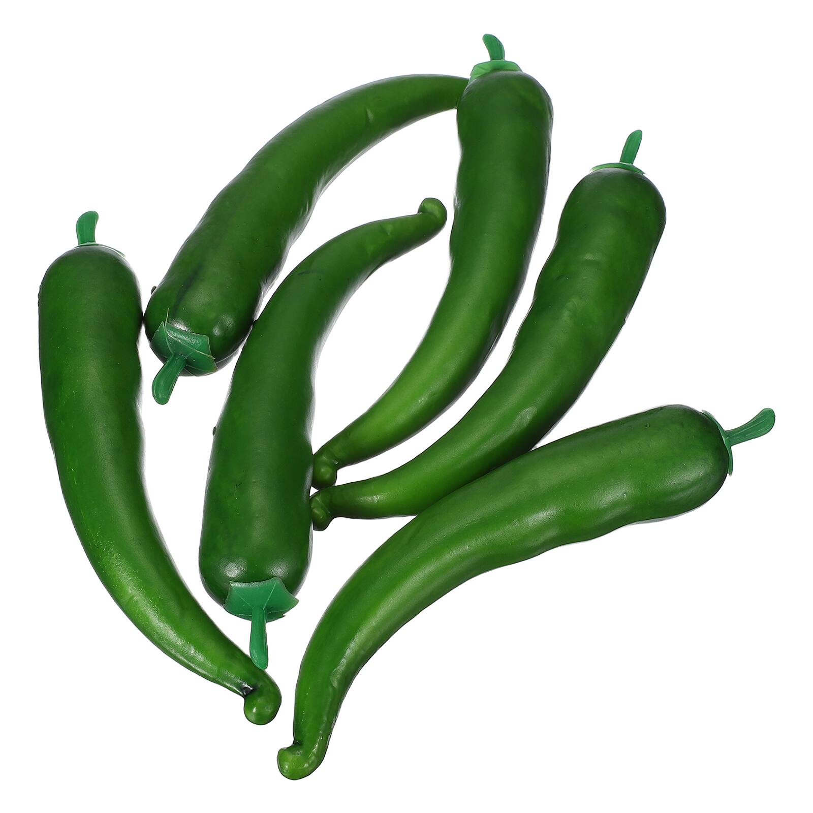 Front. Unique Bargains - Artificial Hot Chili 6pcs 7.3in Realistic Fake Vegetable Decor for Kitchen Table Photography - Green.