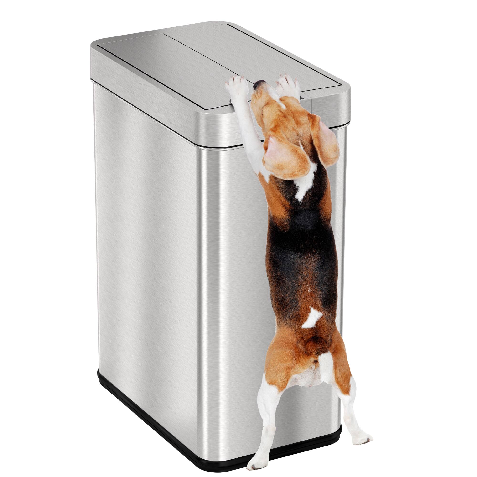 Alt View 13. iTouchless - 13 Gallon Touchless Sensor Wings Lid Trash Can with Pet-Proof Lid and AbsorbX Odor Control, Stainless Steel Kitchen Bin - Silver.