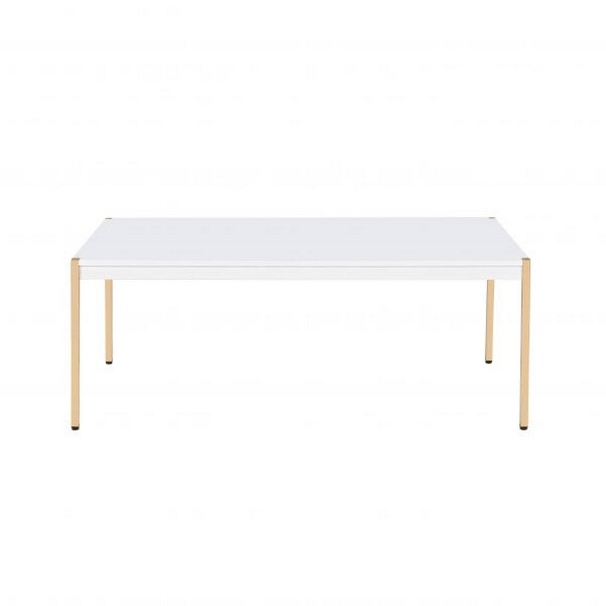 Alt View 1. Manhattan Lane - Coffee Table with Metal Tube Legs - White, Gold.