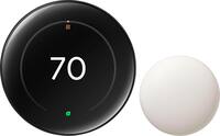 Google - Nest Learning Thermostat (4th gen) with Nest Temperature Sensor (2nd gen) - Polished Obsidian - Front_Zoom