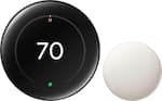 Google - Nest Learning Thermostat (4th gen) with Nest Temperature Sensor (2nd gen) - Polished Obsidian