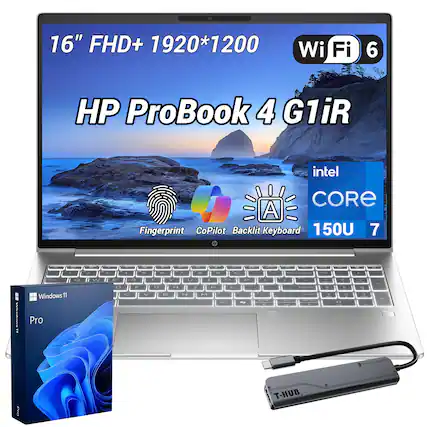 16" FHD+ 1920*1200 Wi-Fi 6
HP ProBook 4 G1iR
Intel Core i7
Fingerprint
CoPilot
Backlit Keyboard
150U
Windows 11 Pro