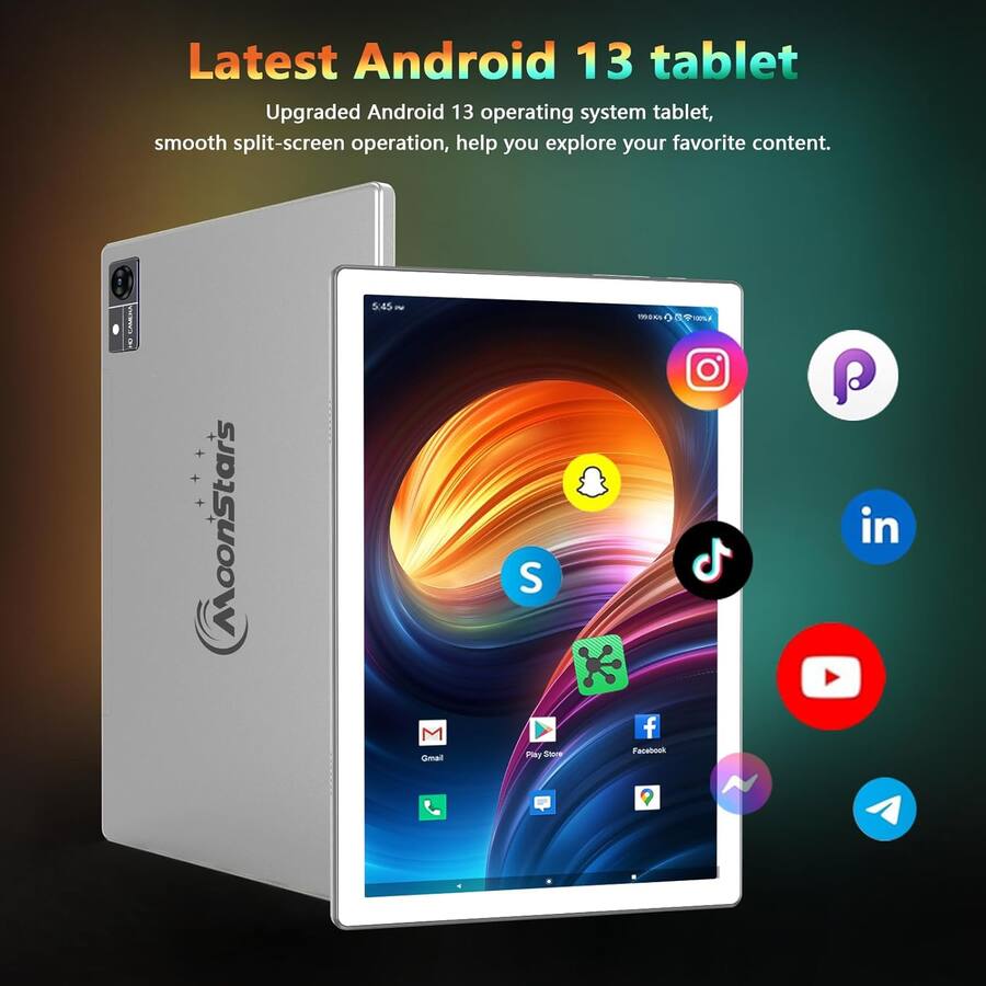 MOONSTARS Latest 2025 Android 13 Tablet, 128GB ROM+16(8+8)GB RAM+ 512GB ...
