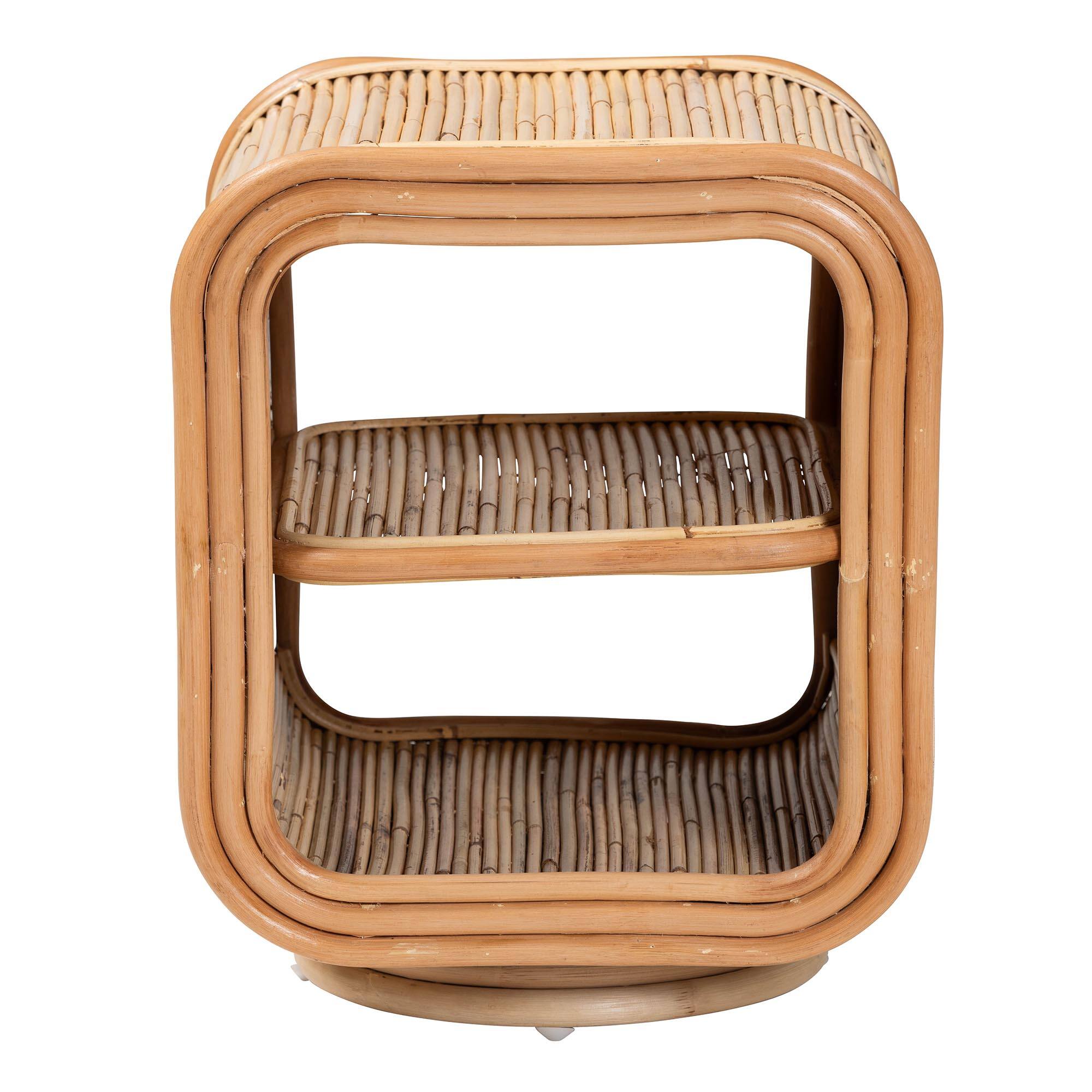 Angle. bali & pari - Bethari Bohemian Natural Rattan Nightstand - Natural.