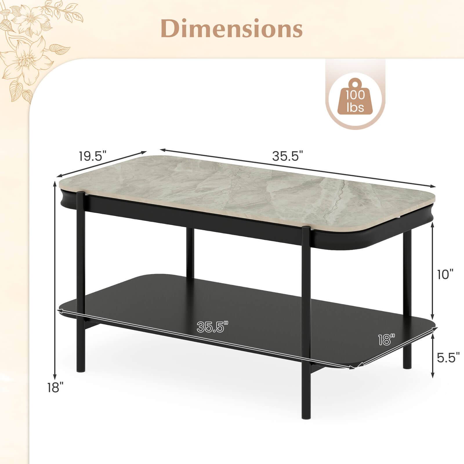 Dimensions: 100 lbs, 19.5" x 35.5" x 10" x 35.5" x 18" x 5.5" x 18"