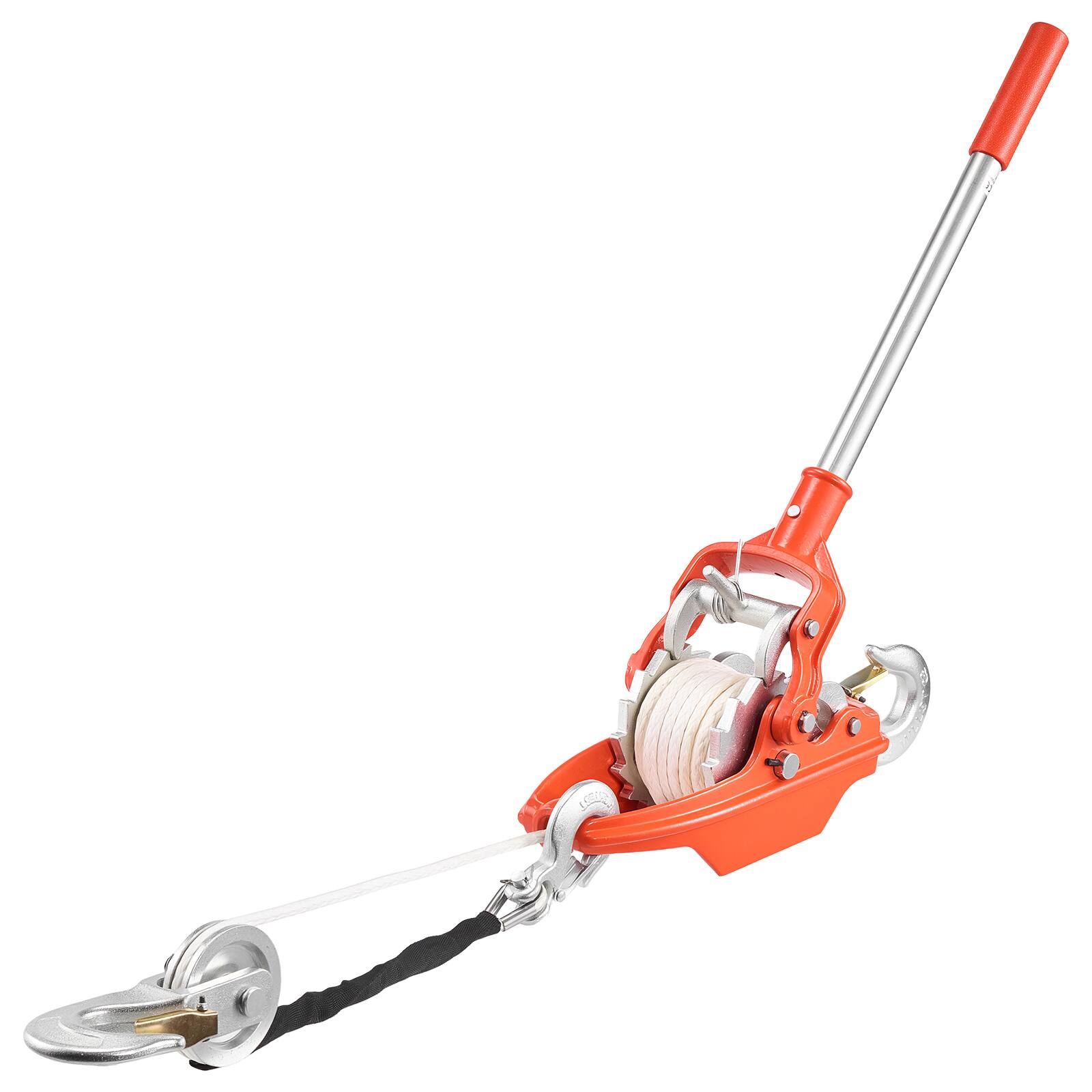 Alt View 5. VEVOR - Rope Puller, 6614 lbs Pulling Capacity, Heavy Duty Ratchet Power Puller Tool with 35 ft of 0.3 in Diameter Rope - Orange.