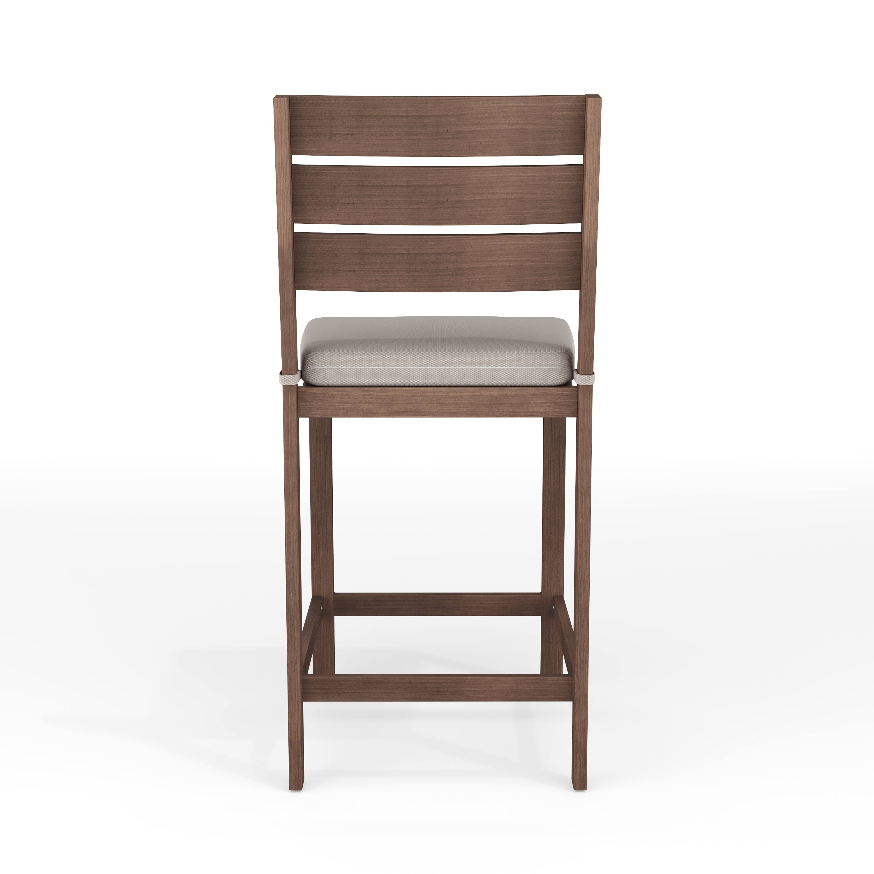 Alt View 5. Martha Stewart - Bedford 5 Piece Aluminum Patio Set, 4 Bar Stools with Cushions, 35.5" Square Patio Table - Brown.