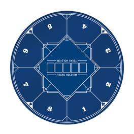 GSE Games & Sports Expert - 47" x 47" Blue Round Texas Hold'em Rubber Mat with Non-Slip Rubber Backing for Parties, Casino Game