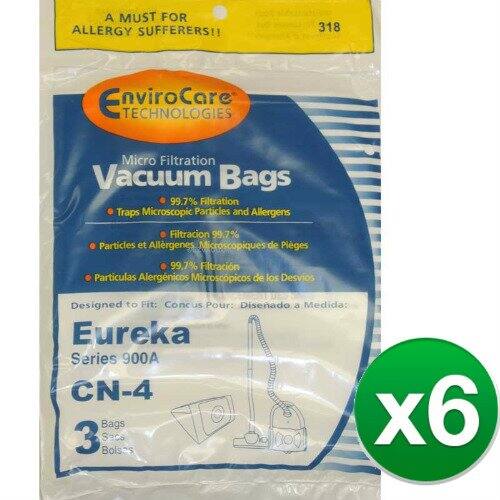 A MUST FOR ALLERGY SUFFERERS!  
318 EnviroCare Technologies Micro Filtration Vacuum Bags  
99.7% Filtration Traps Microscopic Particles and Allergens  
Filtración 99.7% Partículas y Alergénicos Microscópicos de Pleges  
99,7% Filtración Partículas Alergénicos Microscópicos de los Desvios  
Designed to Fit: Conc us Pour: Diseñado a Medida:  
Eureka Series 900A CN-4  
3 Bags Sacs x6 Bols-s