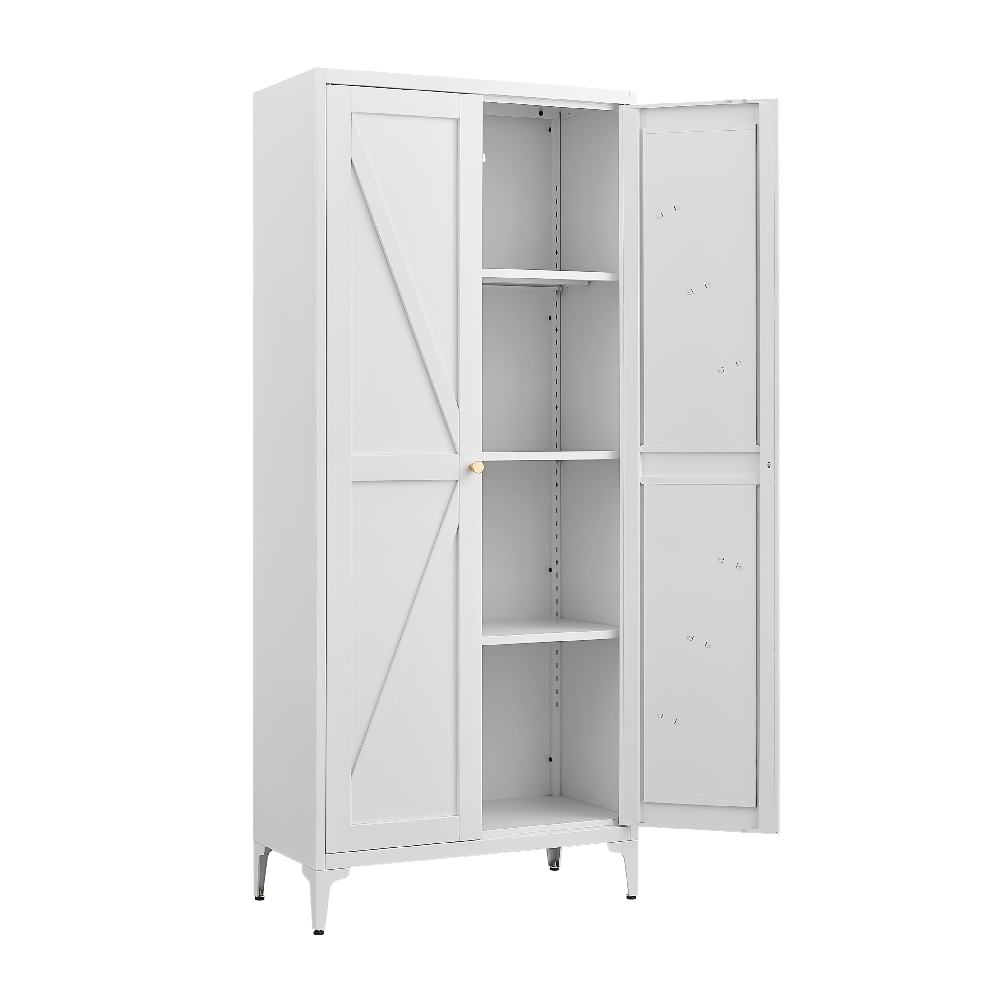 Alt View 6. GOODSILO - Adjustable Metal Storage Cabinet with Double Doors and Customizable Shelves for Kitchen Pantry Organization - White.