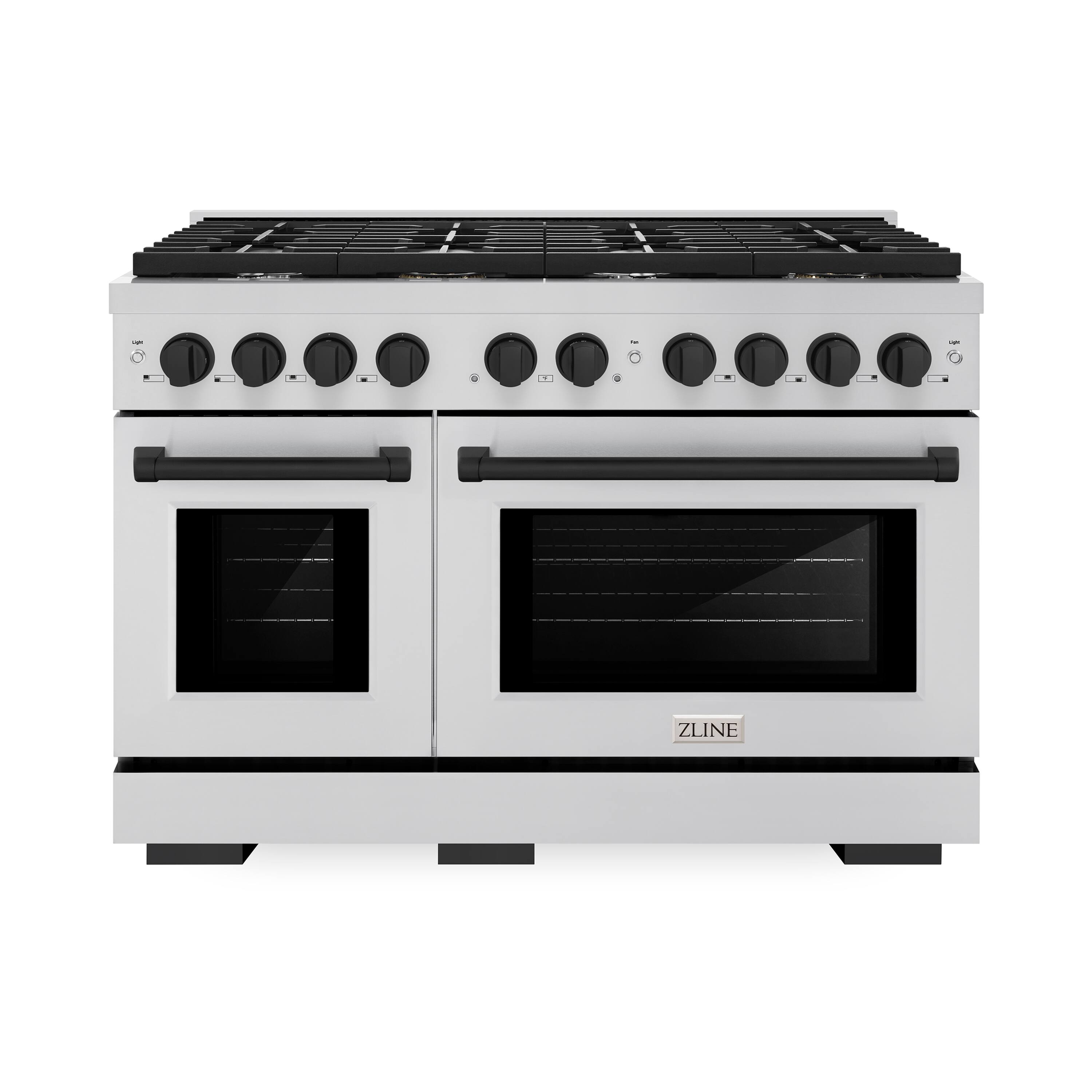 Front. ZLINE - ZLINE Autograph 48" Paramount Double Oven Dual Fuel Range w/ Matte Black Accents (SDRZ-48-MB) - Stainless Steel.