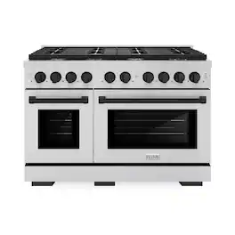 ZLINE - Autograph 48" Paramount Double Oven Dual Fuel Range w/ Matte Black Accents (SDRZ-48-MB) - Stainless Steel