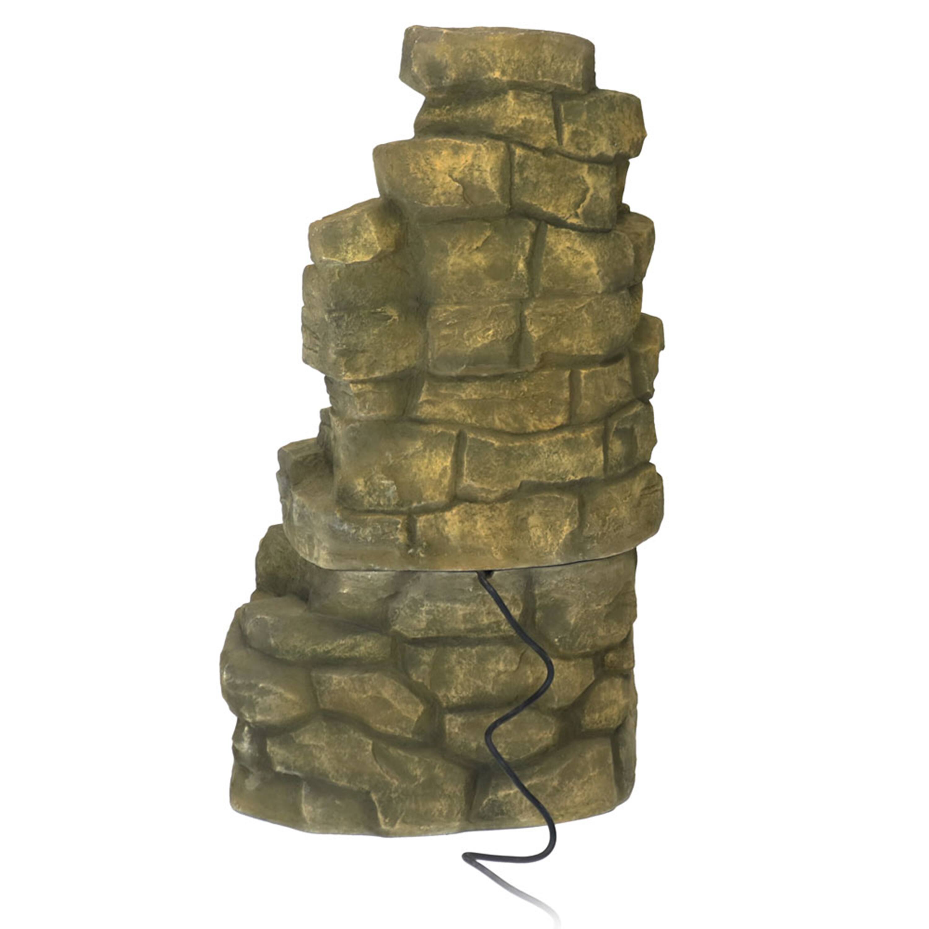 Alt View 8. Sunnydaze - Fiberglass Electric Outdoor Stone Waterfall Fountain - 37 in - Light Brown.