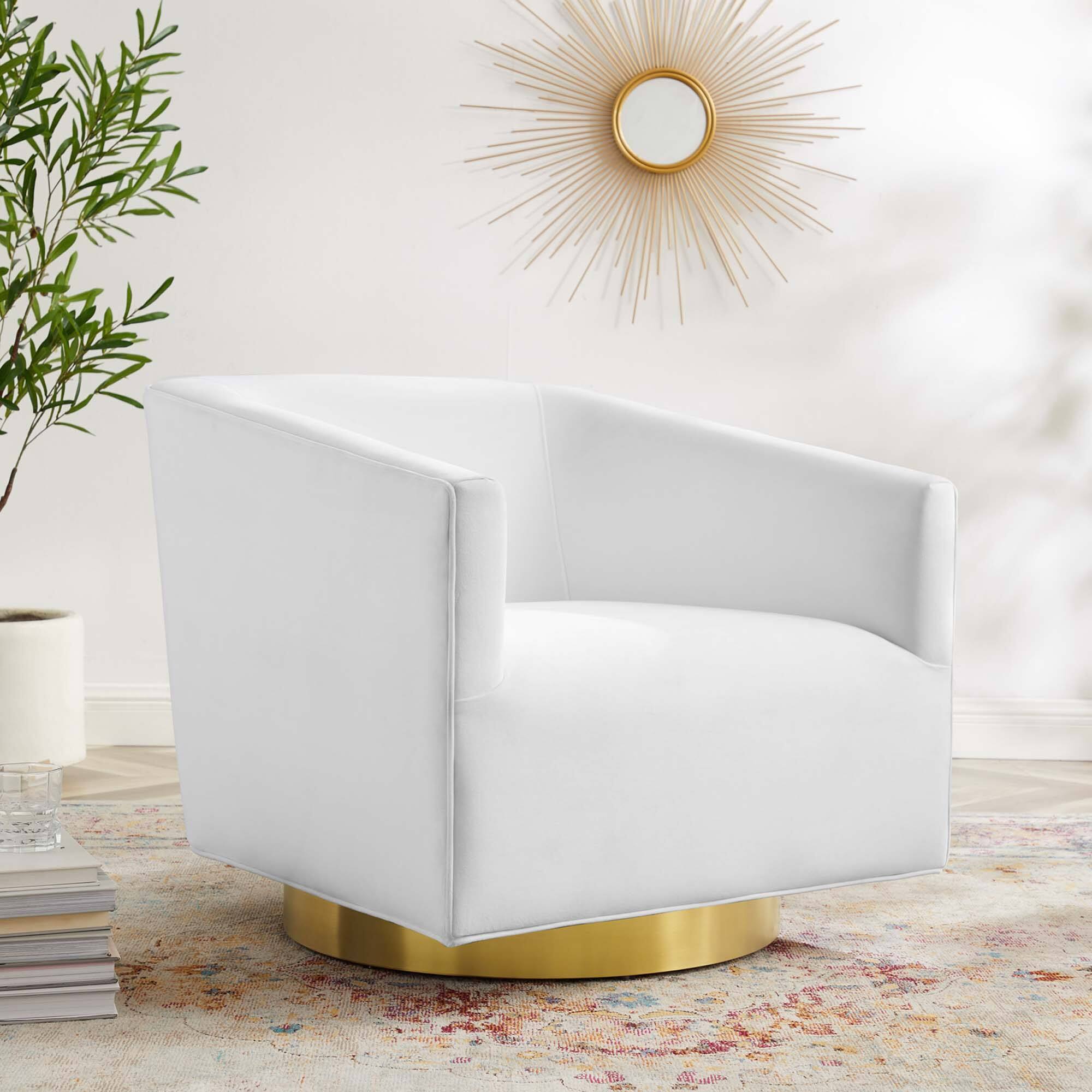 Front. Modway - Twist Accent Lounge Performance Velvet Swivel Chair by Modway - Gold White.