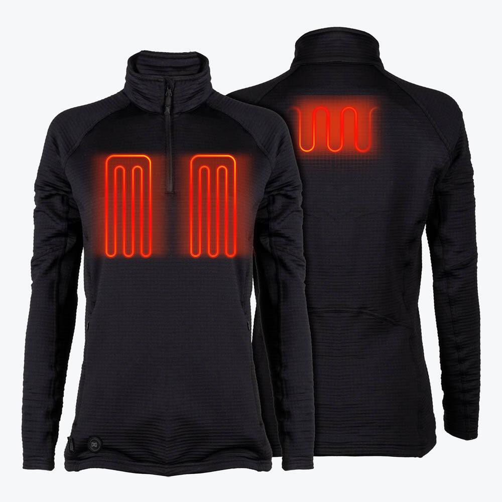 Alt View 1. Mobile Warming - Women's Element Mid-Layer Heated 1/4 Zip LS Shirt - Black.