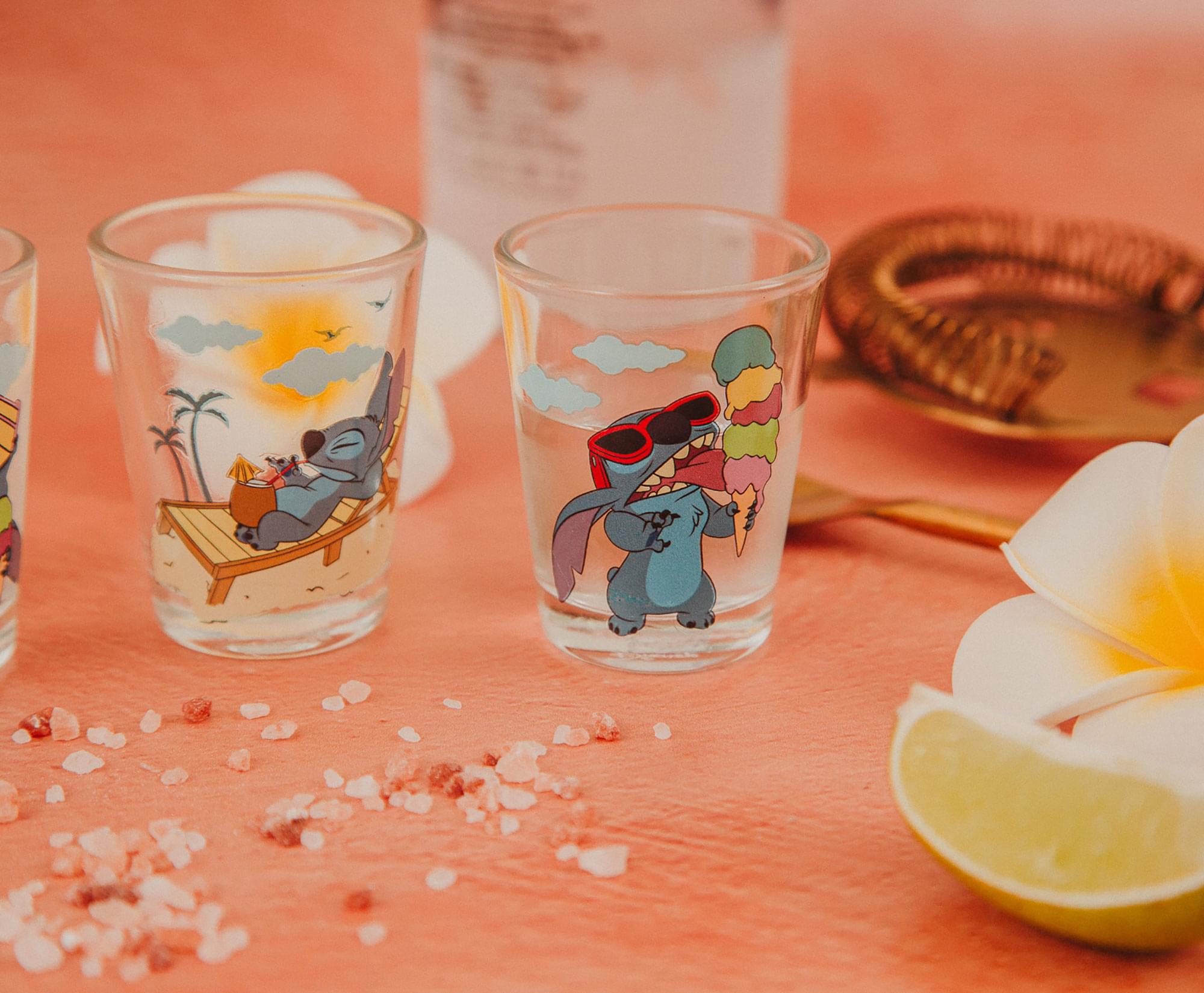 Alt View 3. Disney - Disney Lilo & Stitch Beach Day 1.5-Ounce Mini Shot Glasses | Set of 4 - Blue.