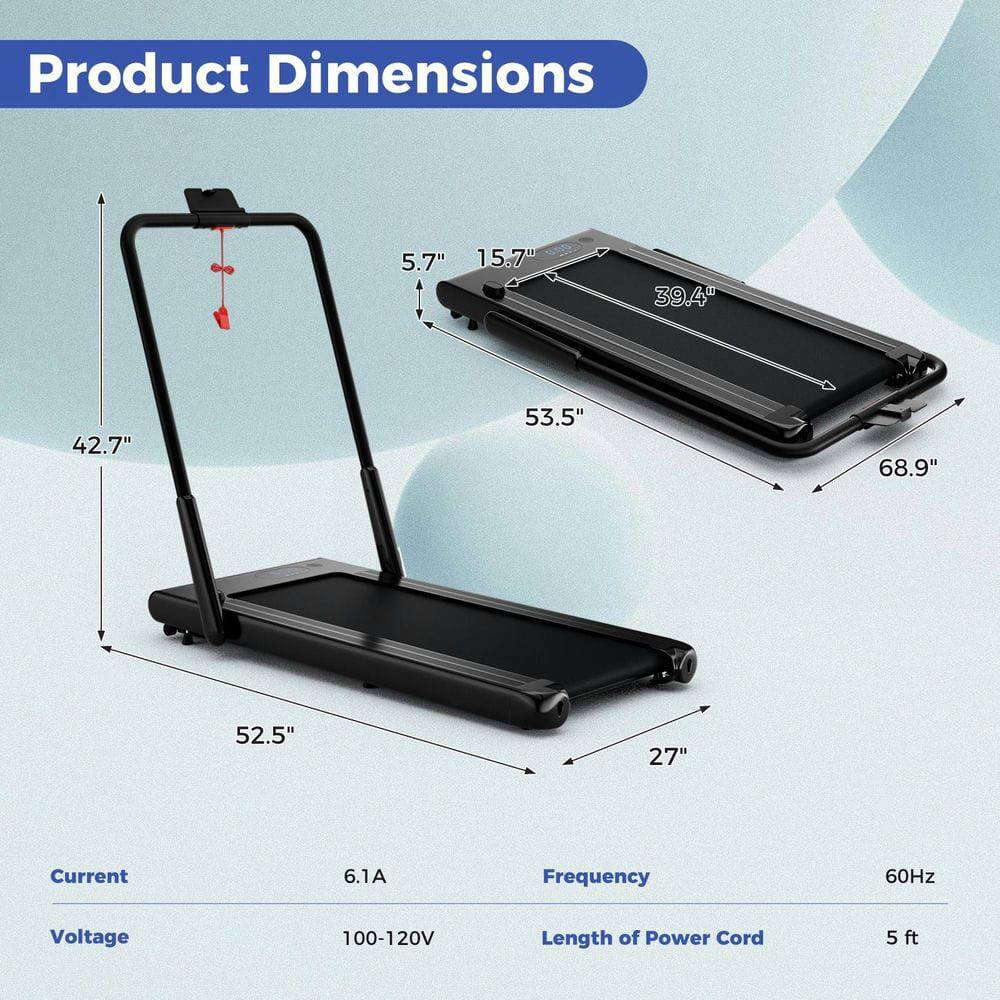 Product Dimensions: 5.7" x 15.7" x 39.4" x 42.7" x 53.5" x 68.9" x 52.5" x 27"  
Current: 6.1A  
Frequency: 60Hz  
Voltage: 100-120V  
Length of Power Cord: 5 ft